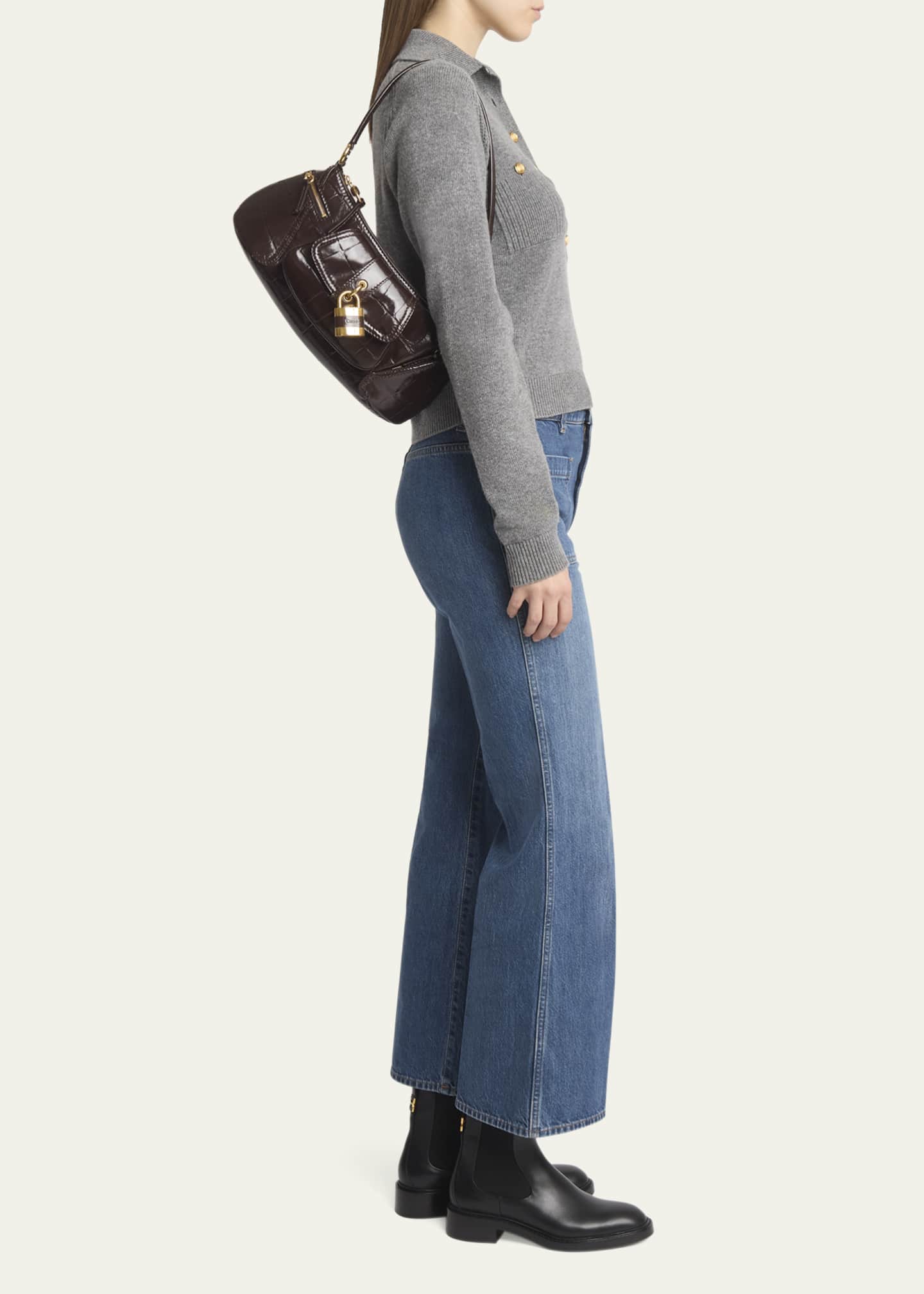 Chloe The 99 Shoulder Bag in Croc-Embossed Calfskin Image 5 of 5