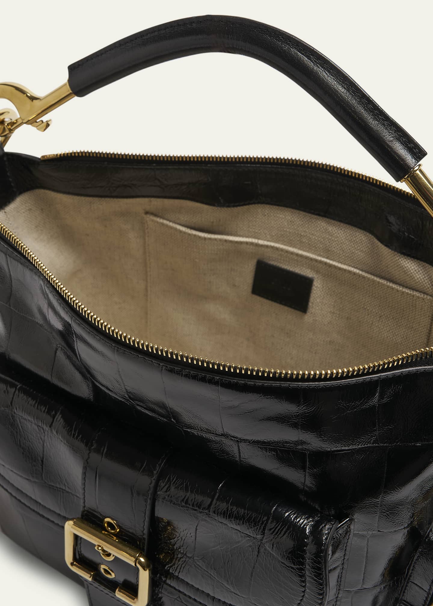 Chloe Camera Medium Shoulder Bag in Croc-Embossed Calfskin Image 4 of 5