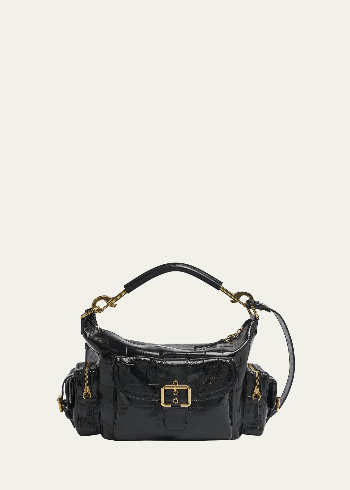 Chloe Camera Medium Shoulder Bag in Croc-Embossed Calfskin Image 1 of 5