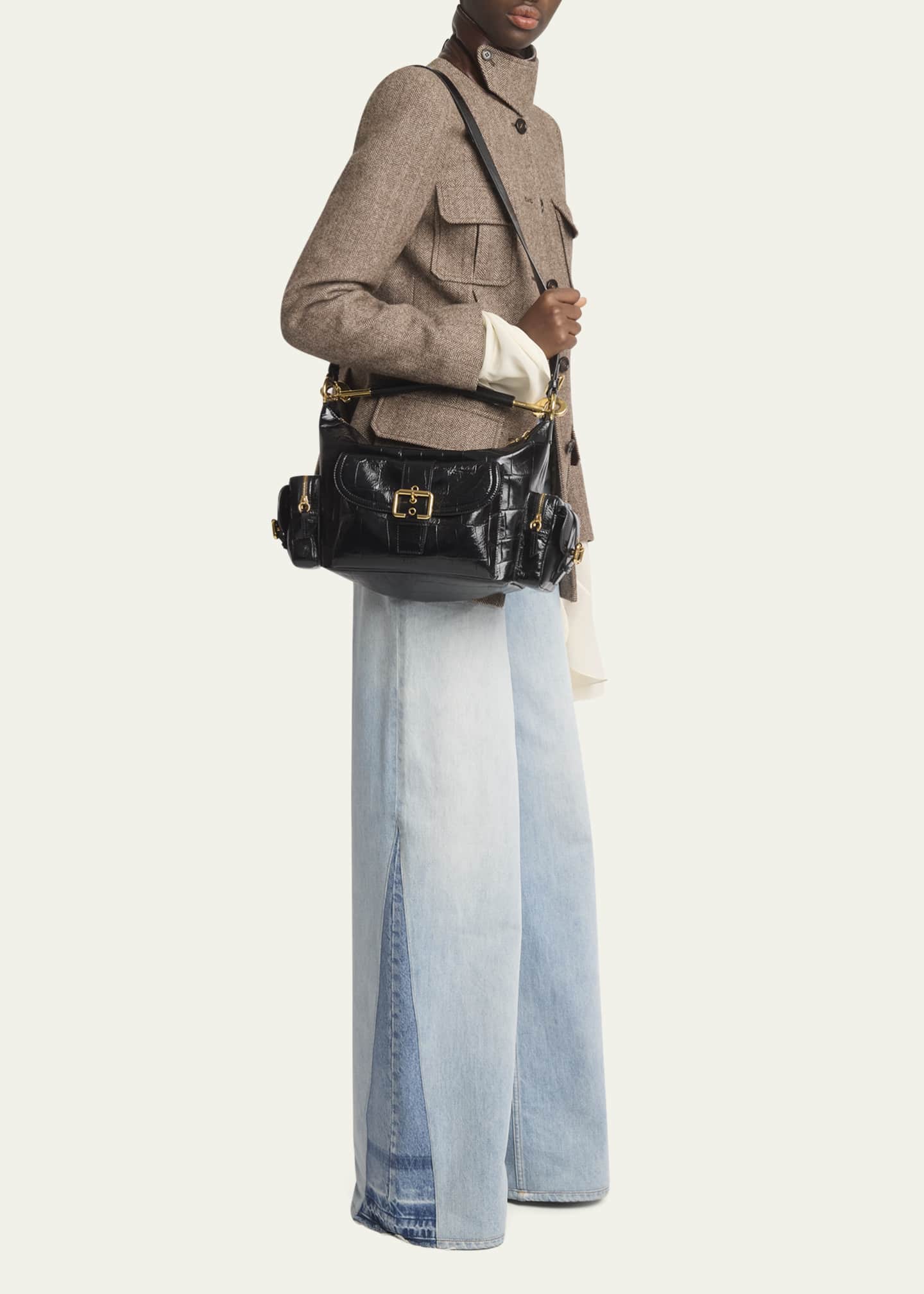 Chloe Camera Medium Shoulder Bag in Croc-Embossed Calfskin Image 5 of 5
