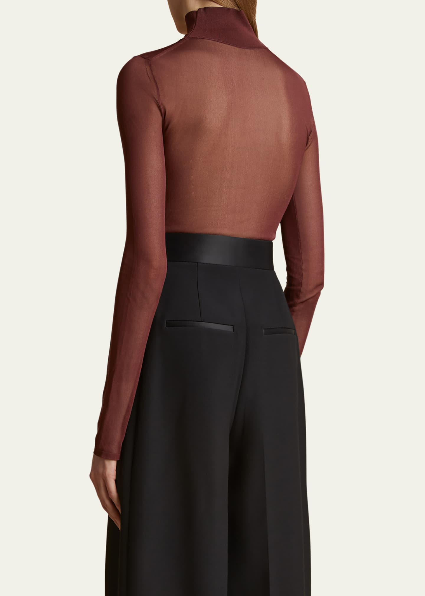 Khaite Tallin Sheer Mesh Turtleneck Bodysuit Image 3 of 5