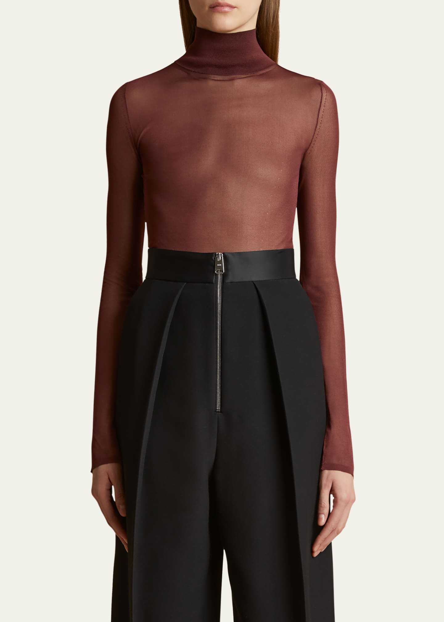 Khaite Tallin Sheer Mesh Turtleneck Bodysuit Image 4 of 5