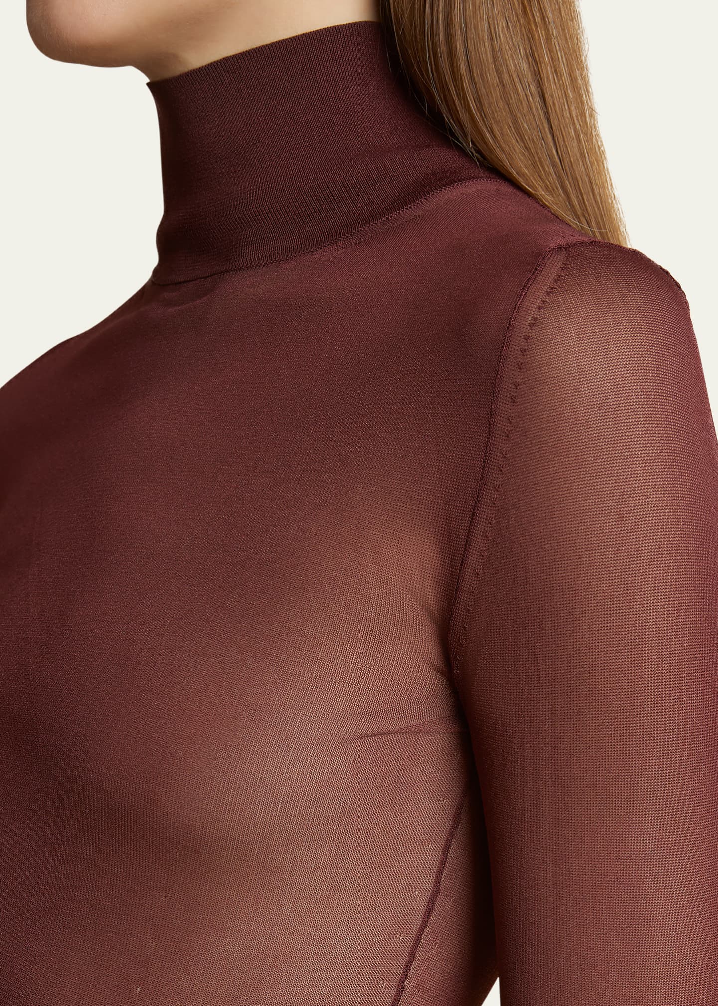 Khaite Tallin Sheer Mesh Turtleneck Bodysuit Image 5 of 5