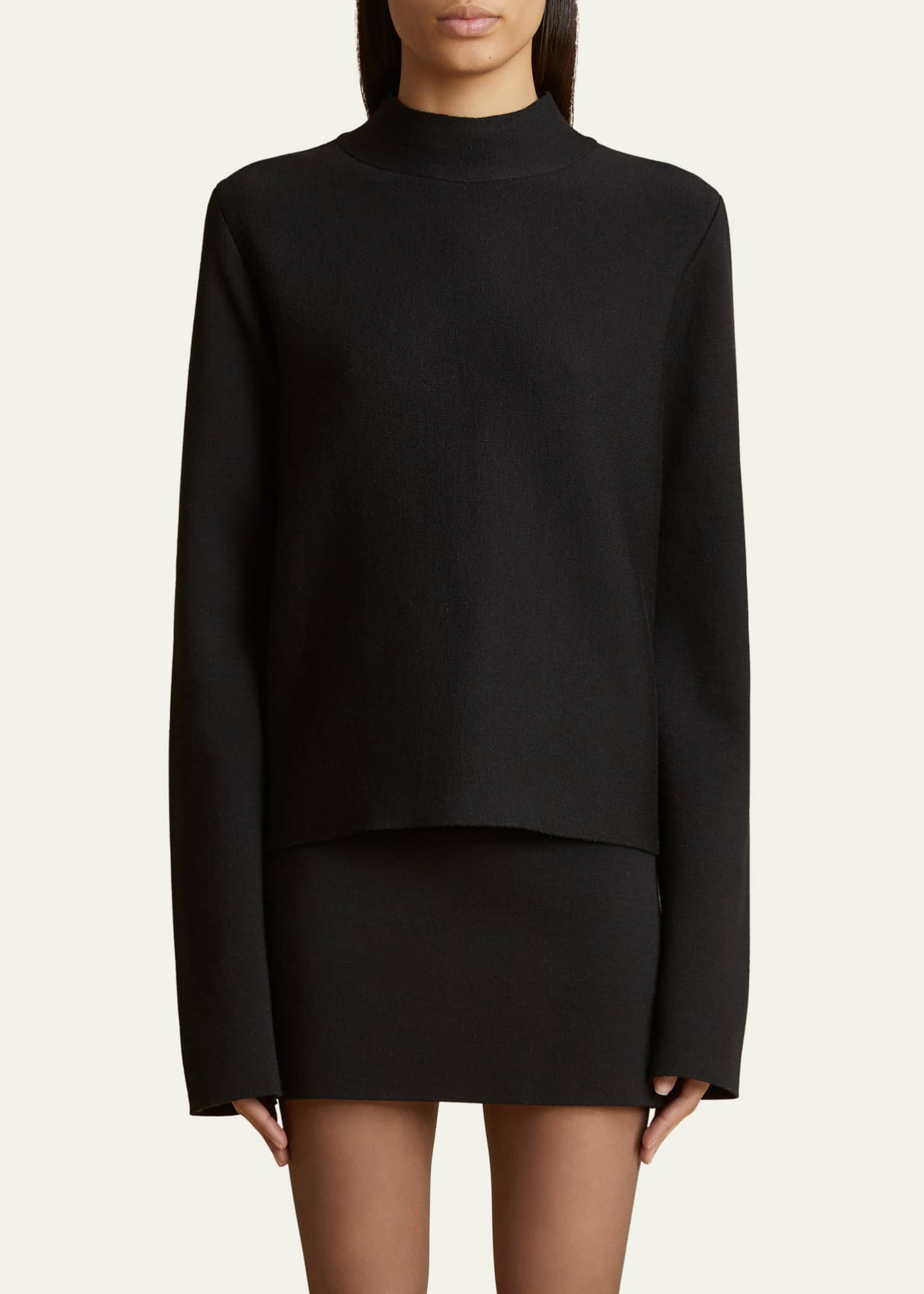 Khaite Calliope Mock Neck Wool-Blend Top Image 4 of 5
