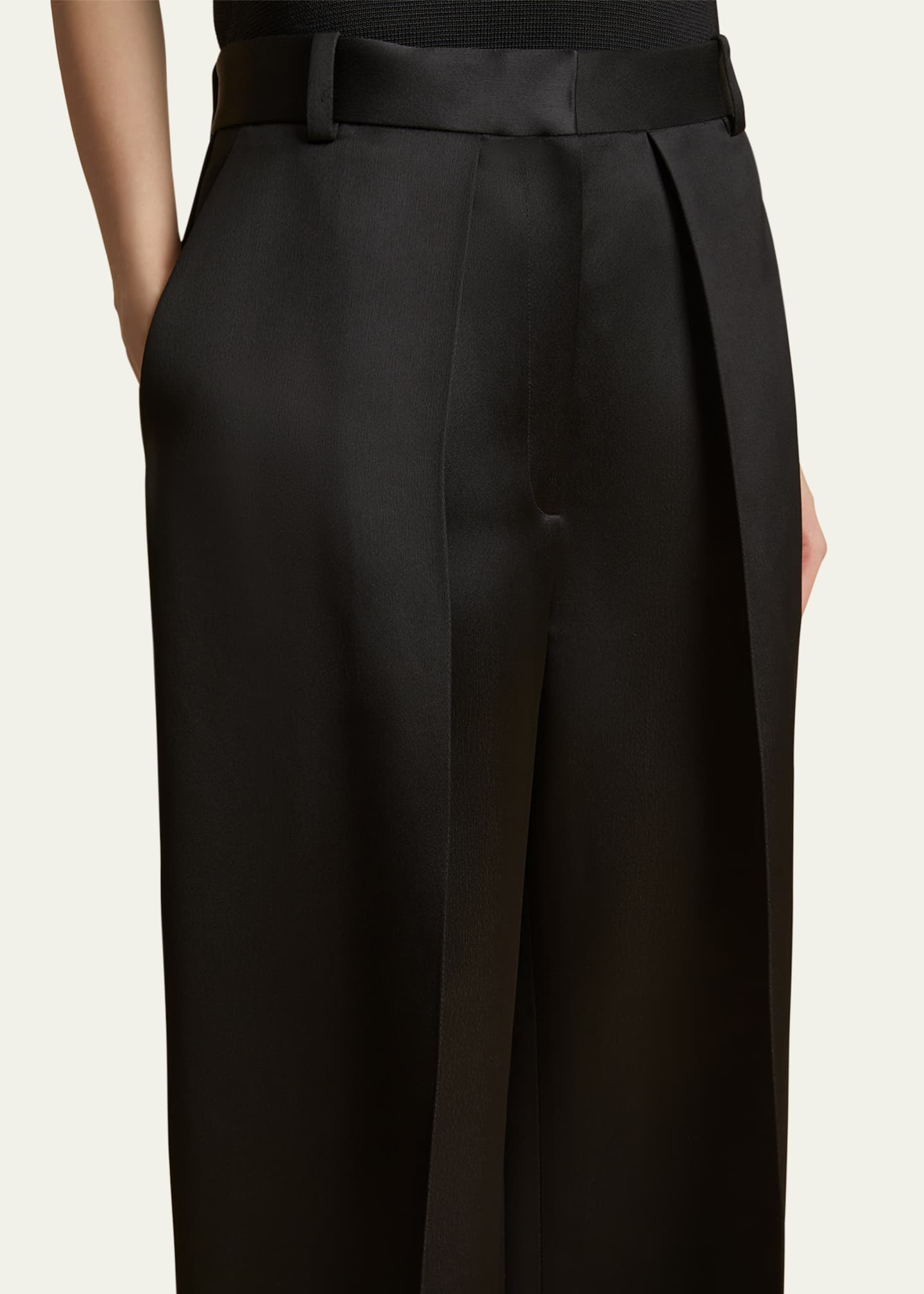 Khaite Marinta Pintuck Wide Leg Pants Image 4 of 4