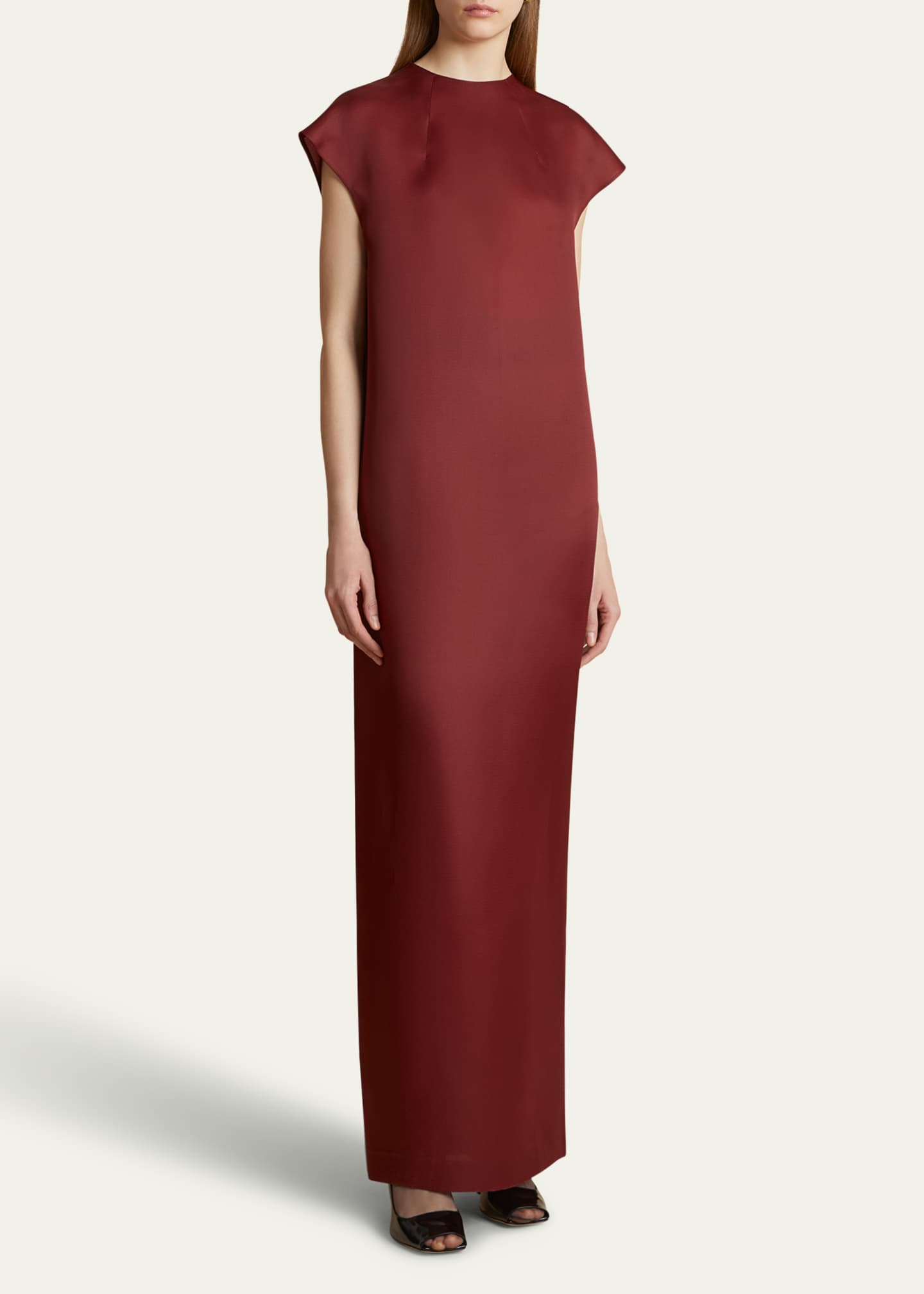 Khaite Lohan Long Column Silk Dress Image 4 of 5