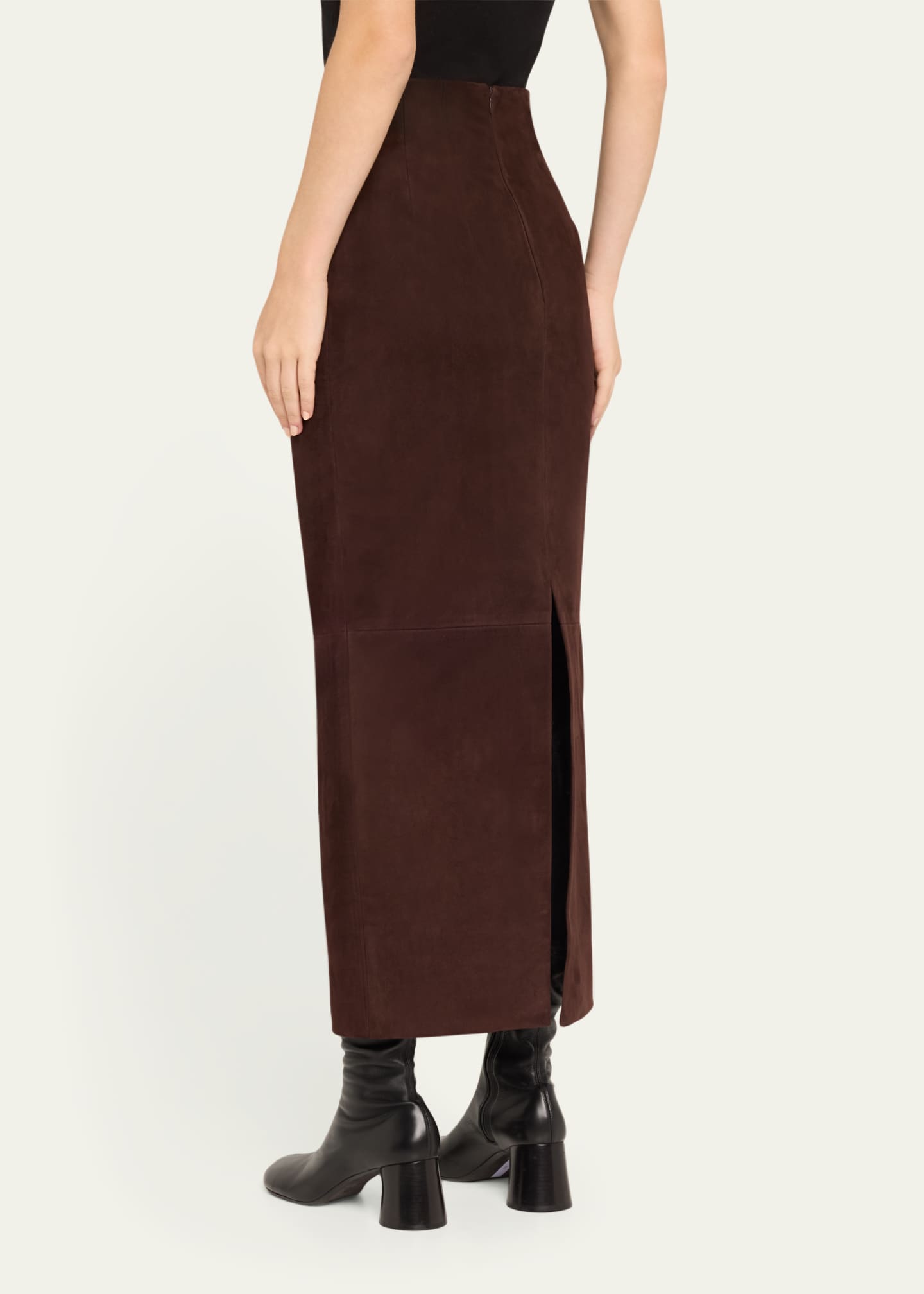 Khaite Women's Leather Loxley Skirt Black