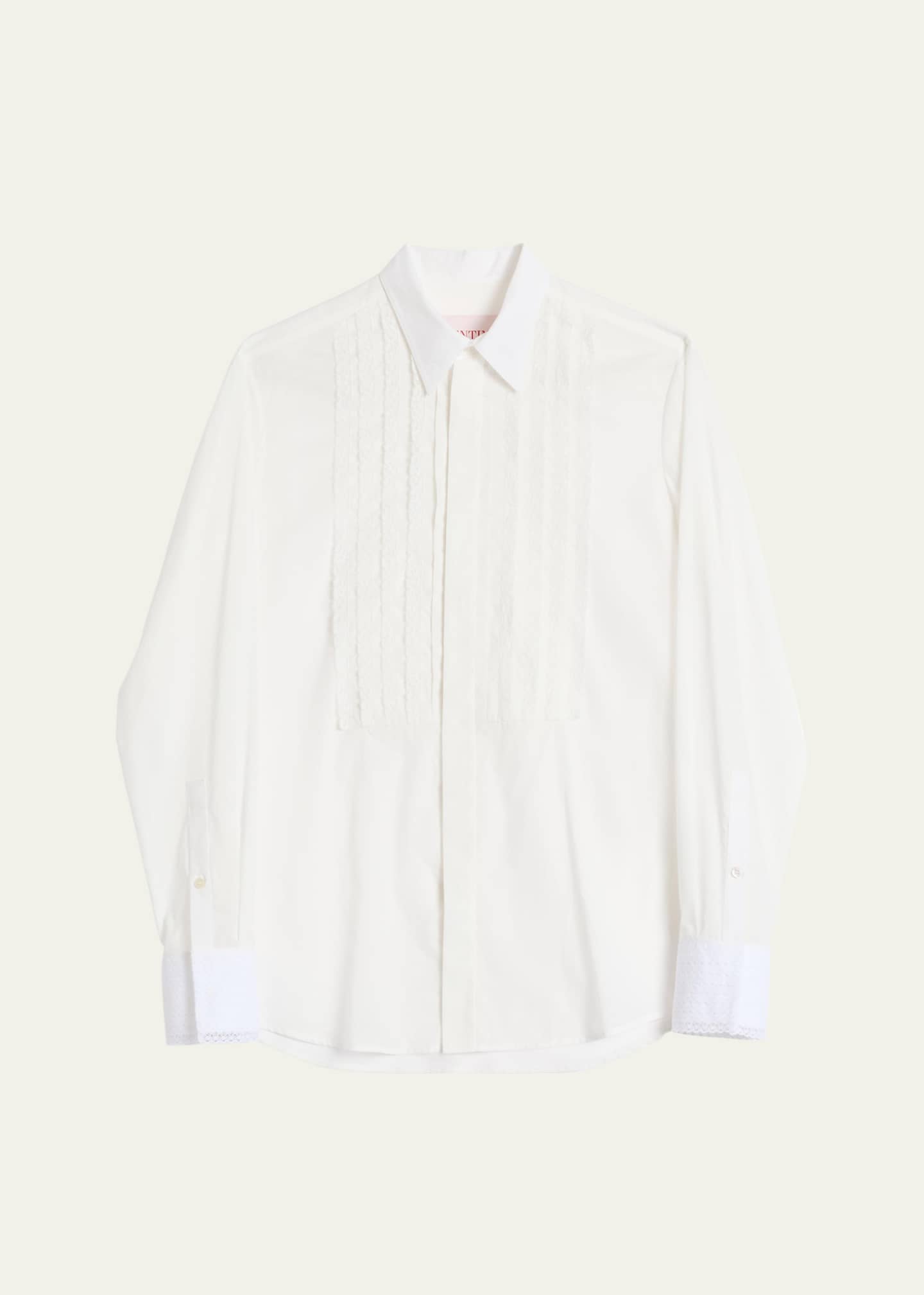 Valentino Garavani Men's Lace-Plastron Tuxedo Shirt Image 1 of 4