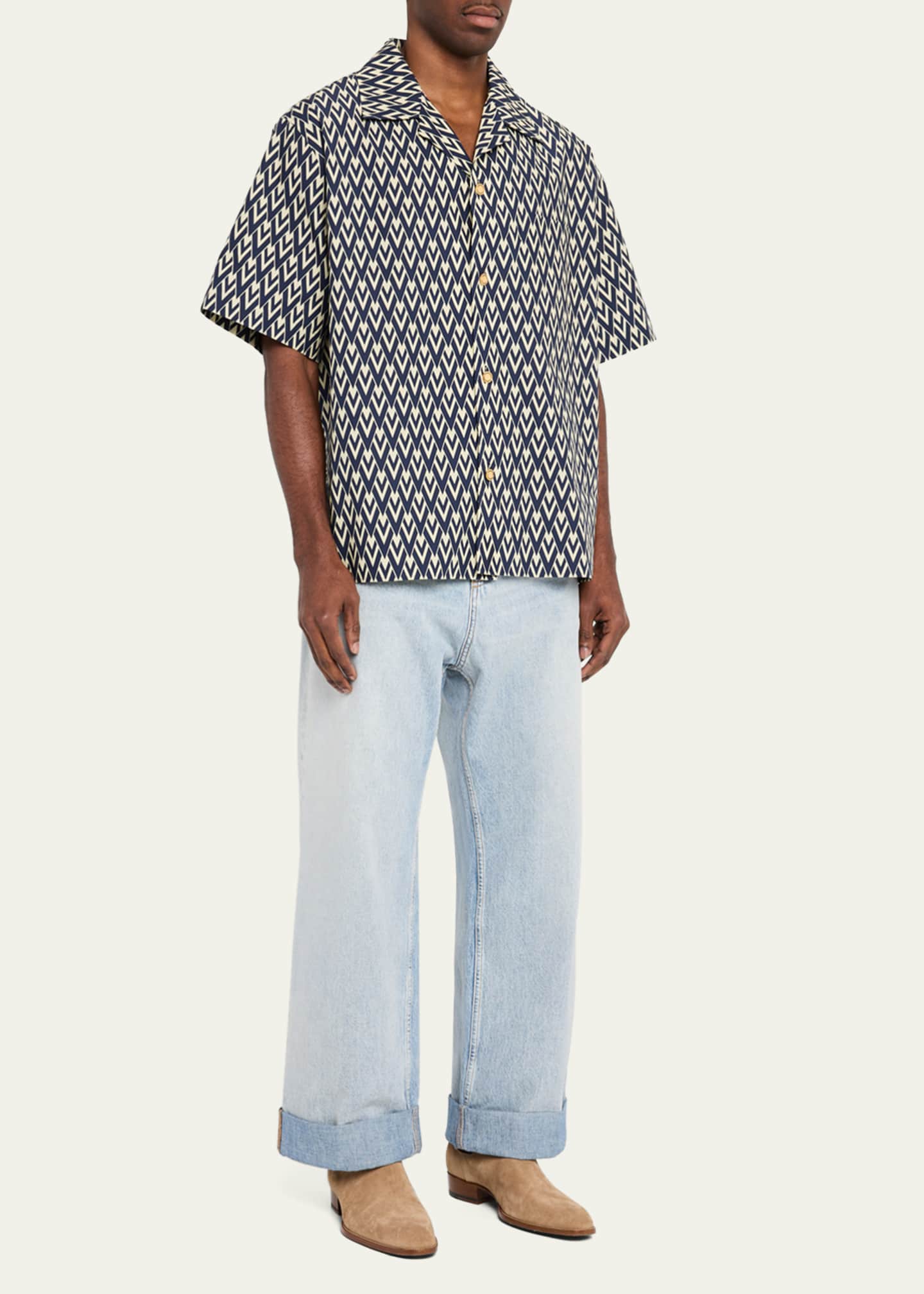 Valentino Garavani Men's Wide-Leg Denim Jeans Image 2 of 5