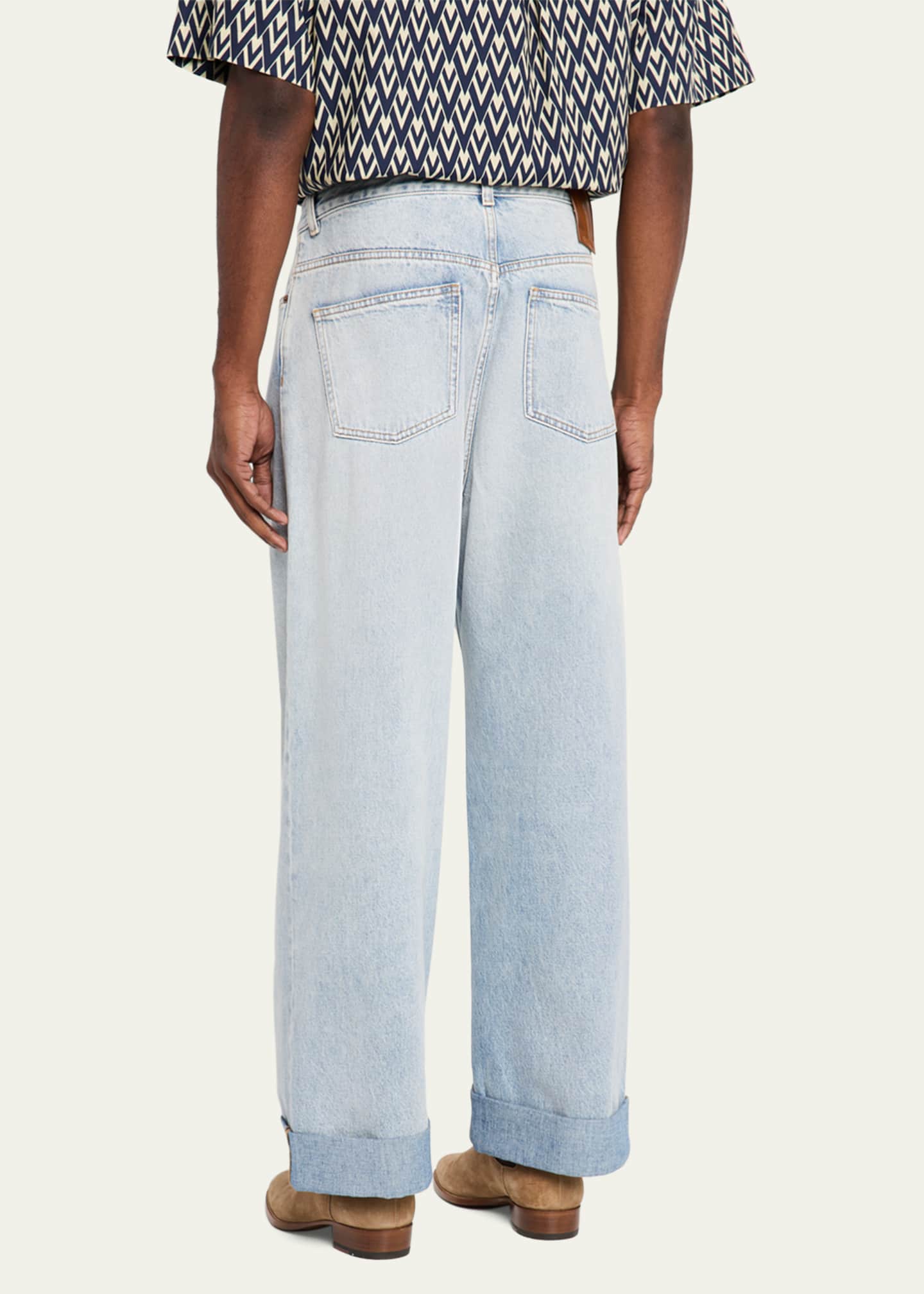 Valentino Garavani Men's Wide-Leg Denim Jeans Image 3 of 5