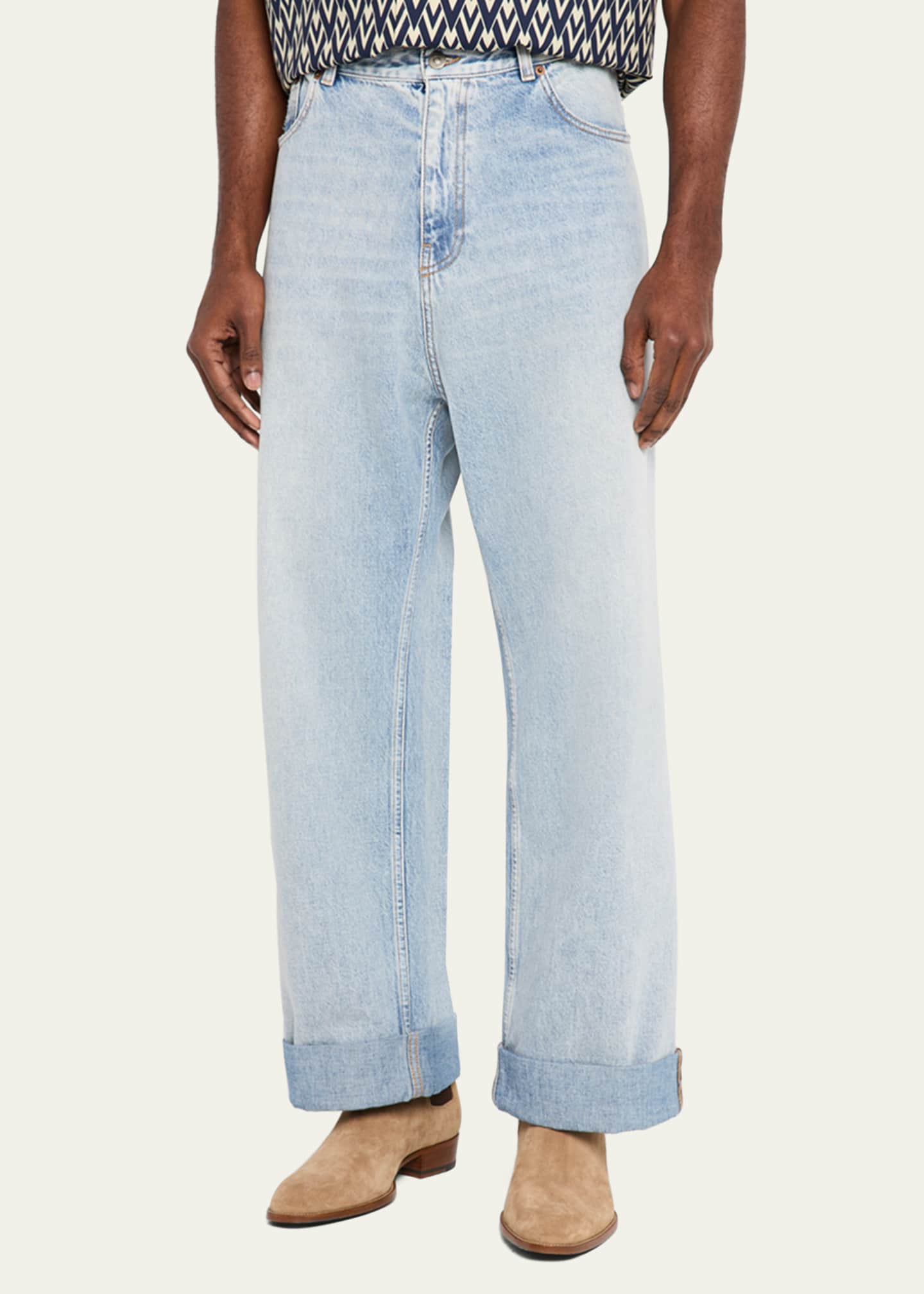 Valentino Garavani Men's Wide-Leg Denim Jeans Image 4 of 5