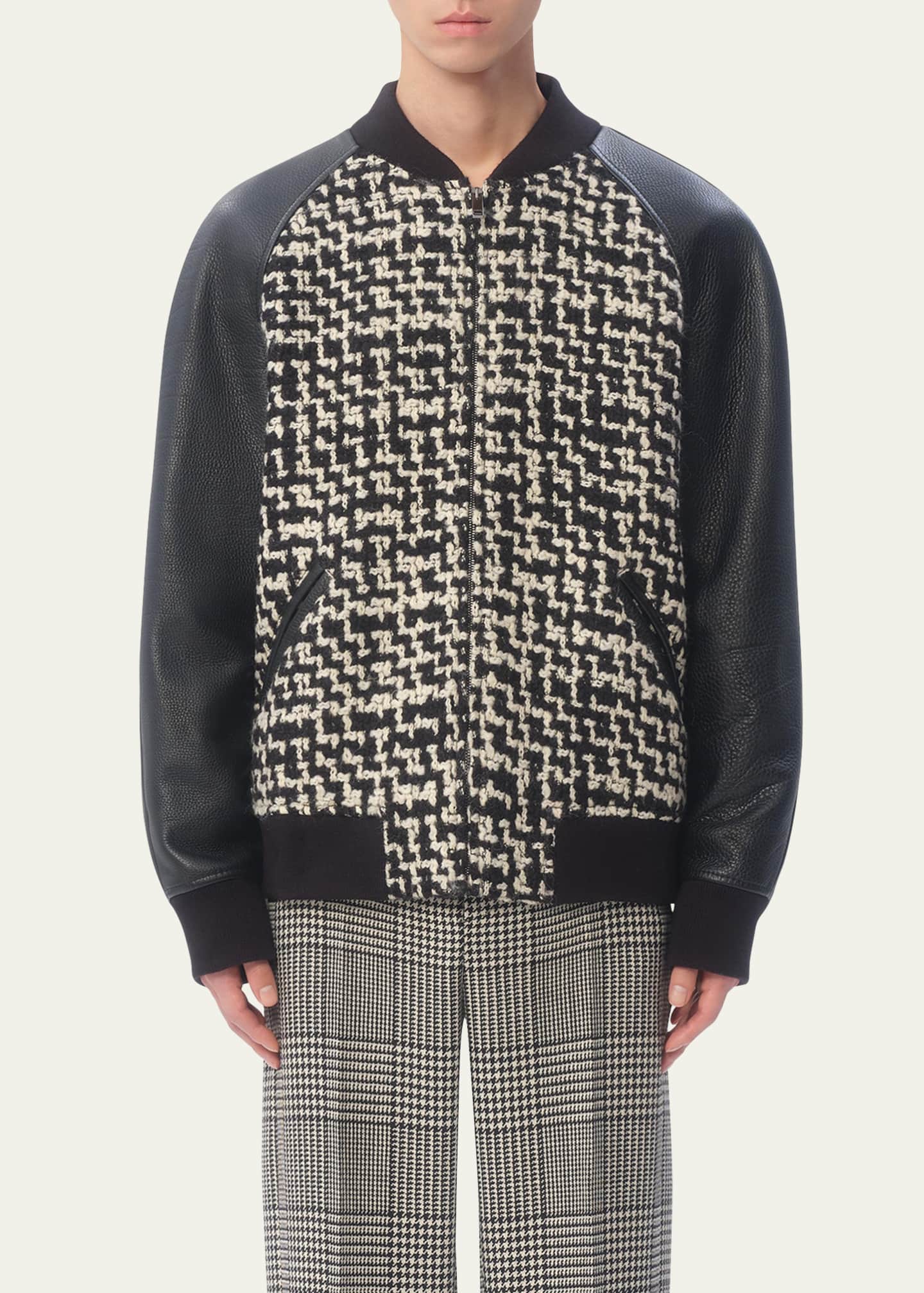 Valentino Garavani Men's Chez Soft Tweed Varsity Jacket Image 2 of 4
