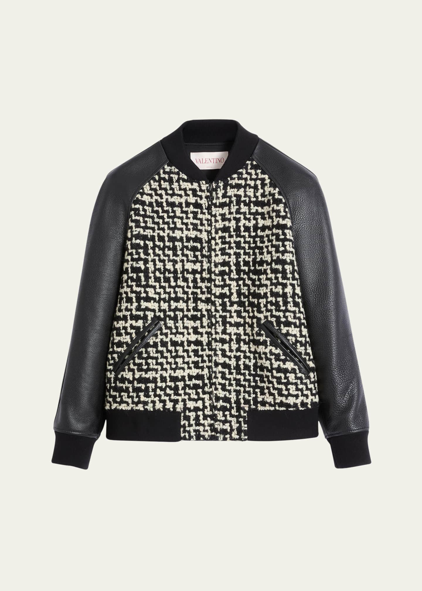 Valentino Garavani Men's Chez Soft Tweed Varsity Jacket Image 1 of 4