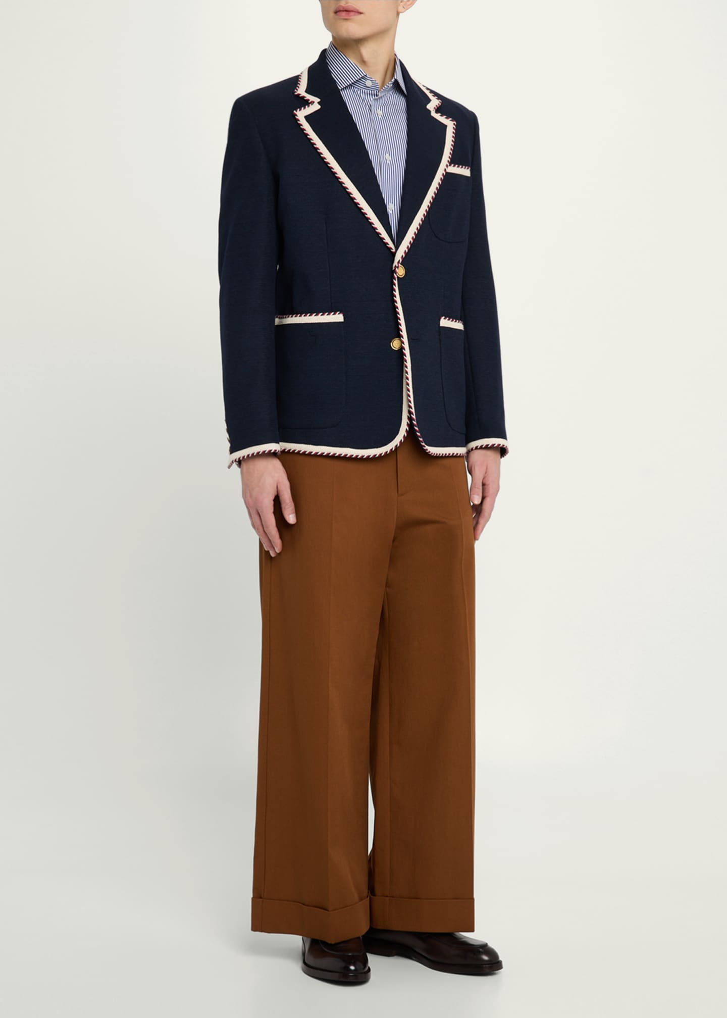 Valentino Garavani Men's VLogo Contrast-Trim Blazer Image 2 of 8