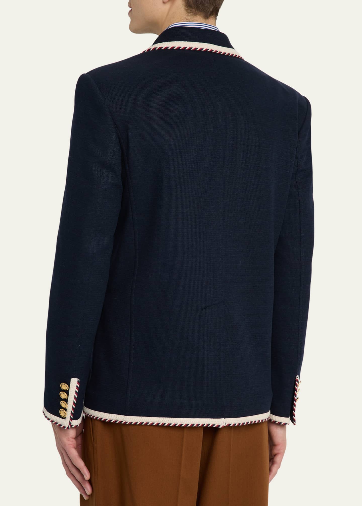 Valentino Garavani Men's VLogo Contrast-Trim Blazer Image 3 of 8