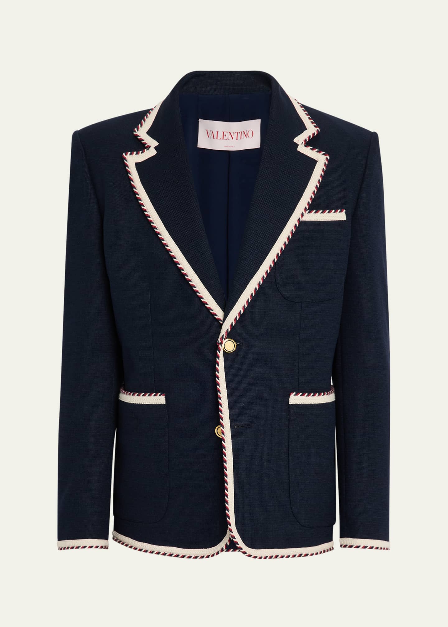 Valentino Garavani Men's VLogo Contrast-Trim Blazer Image 1 of 8