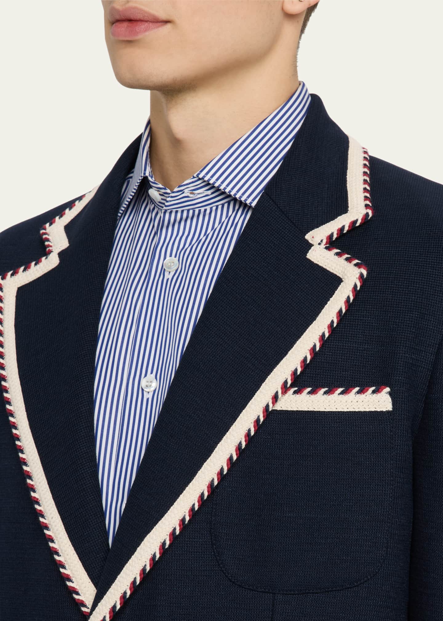 Valentino Garavani Men's VLogo Contrast-Trim Blazer Image 5 of 8