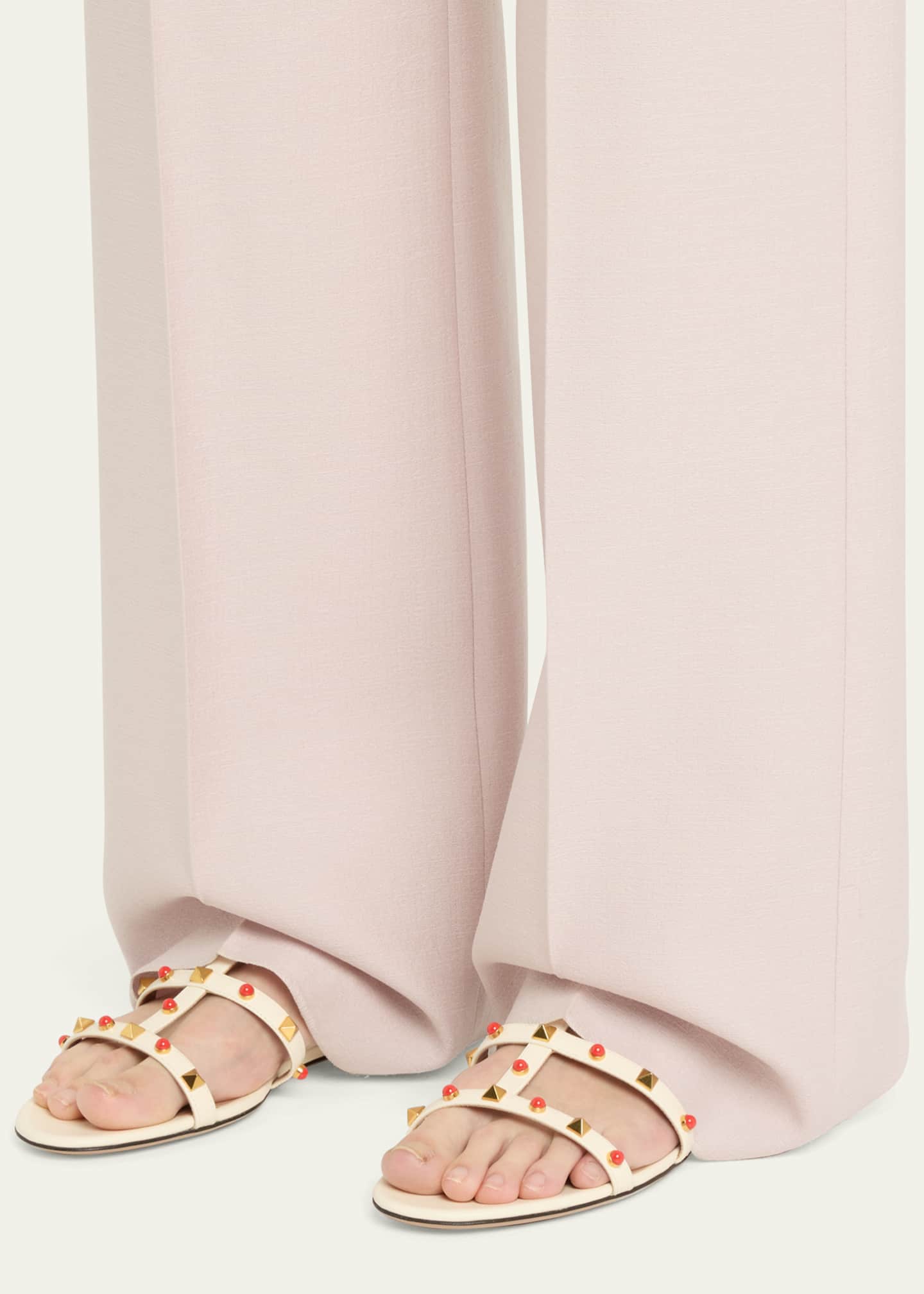 Valentino Garavani Rockstud Caged Leather Flat Sandals Image 2 of 6