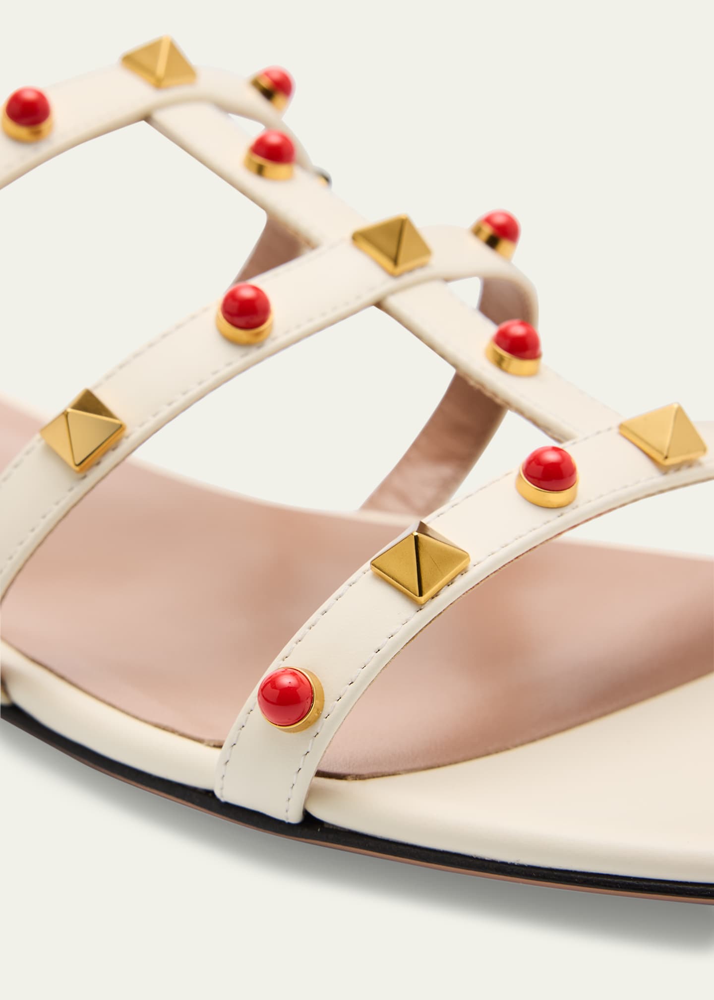 Valentino Garavani Rockstud Caged Leather Flat Sandals Image 5 of 6