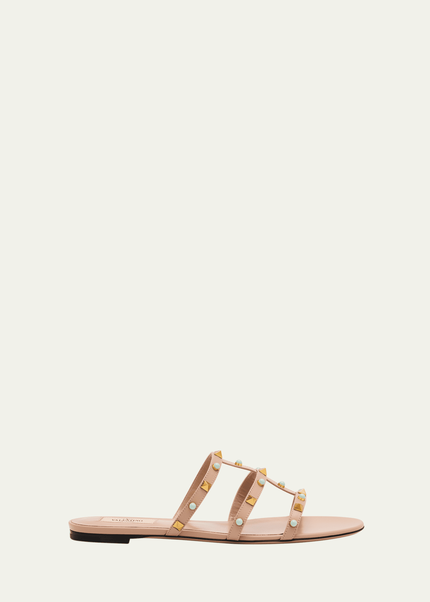Valentino Garavani Rockstud Caged Leather Flat Sandals Image 1 of 6