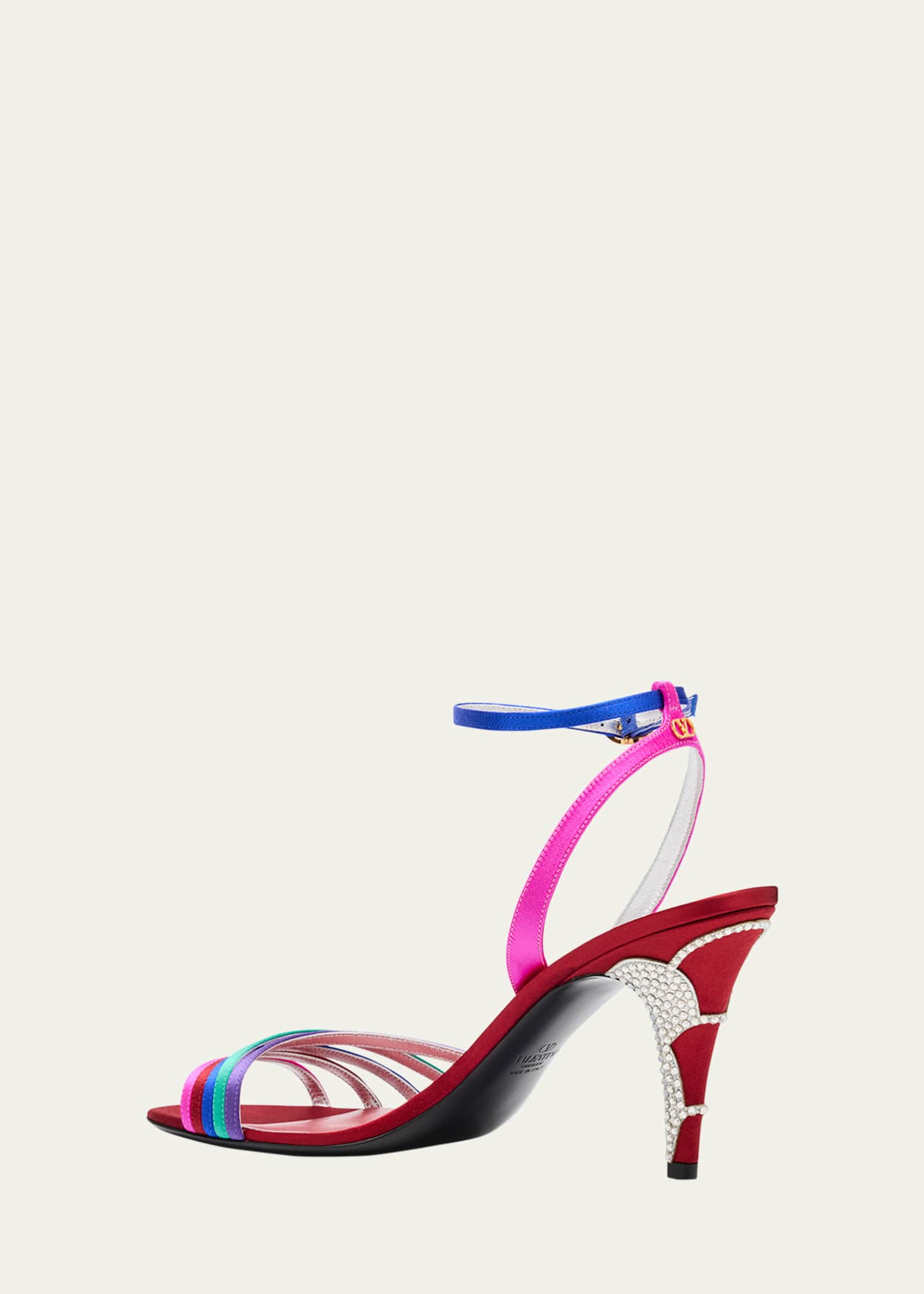 Valentino Garavani Ladycrush Colorblock Satin Ankle-Strap Sandals Image 4 of 6