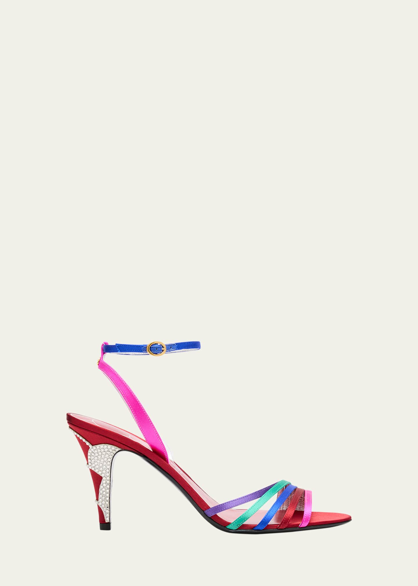 Valentino Garavani Ladycrush Colorblock Satin Ankle-Strap Sandals Image 1 of 6