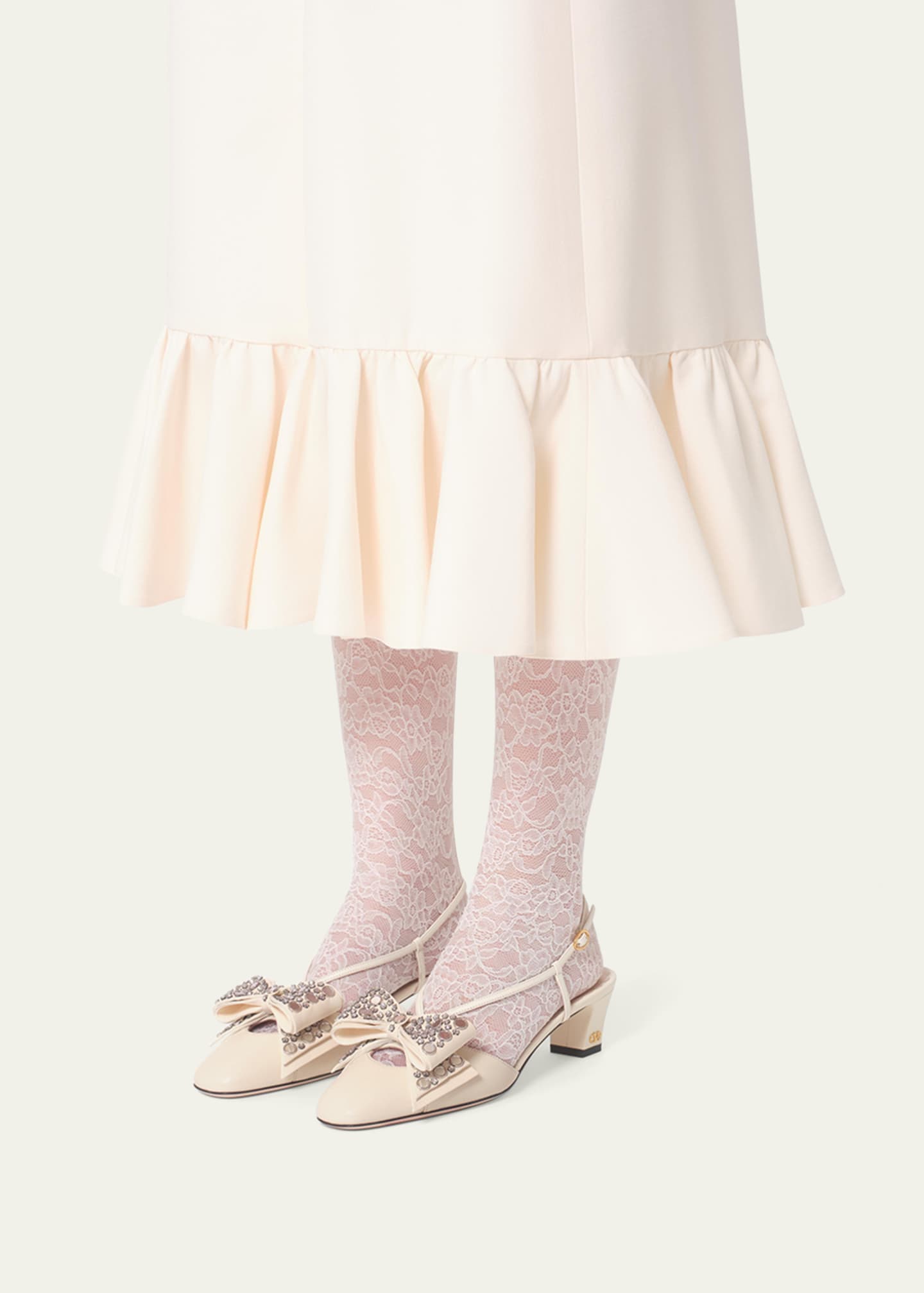 Valentino Garavani Bowow Studded Bow Slingback Pumps Image 2 of 5