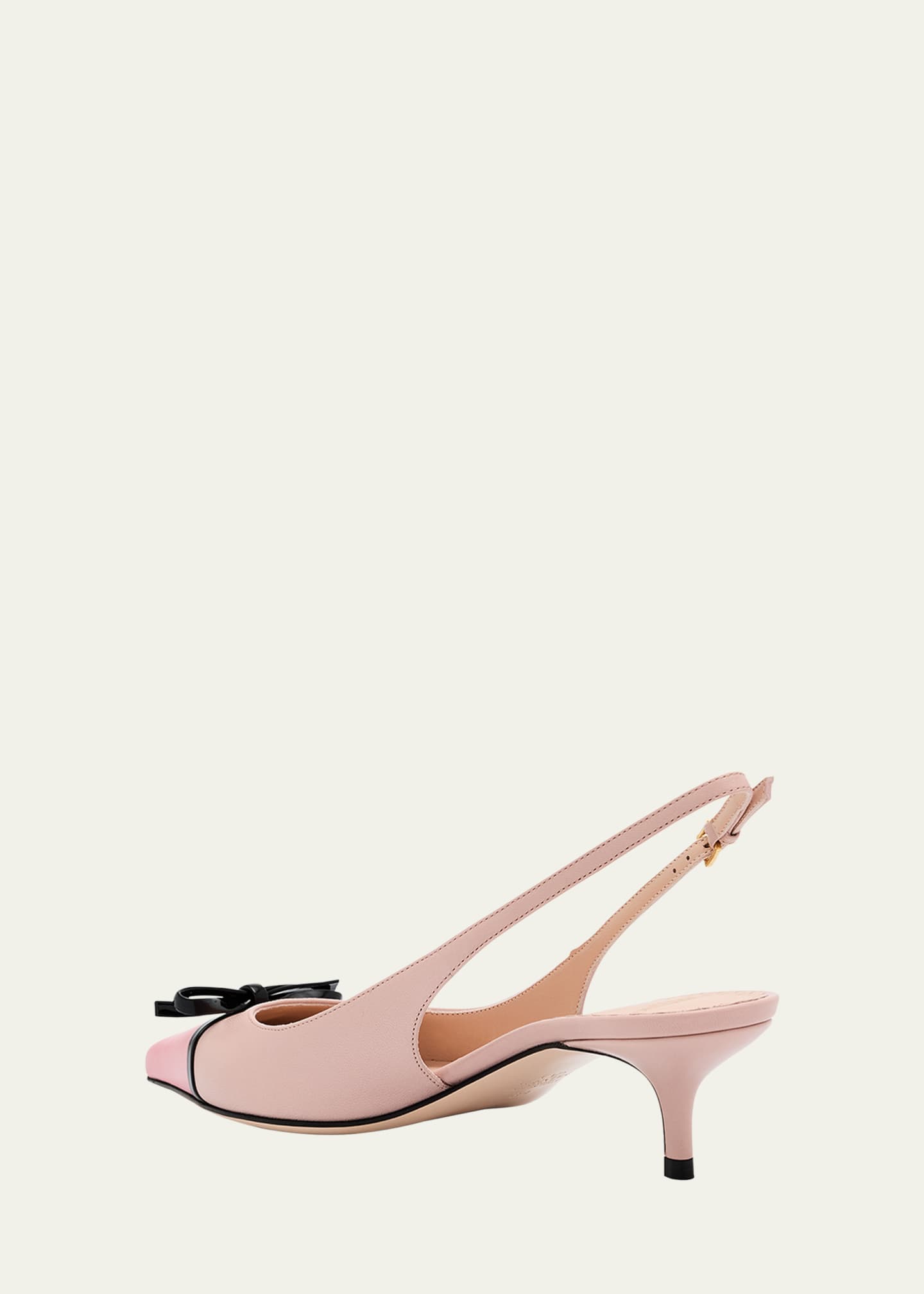 Valentino Garavani VLOGO Pointed Slingback Leather Kitten Pumps Image 4 of 6