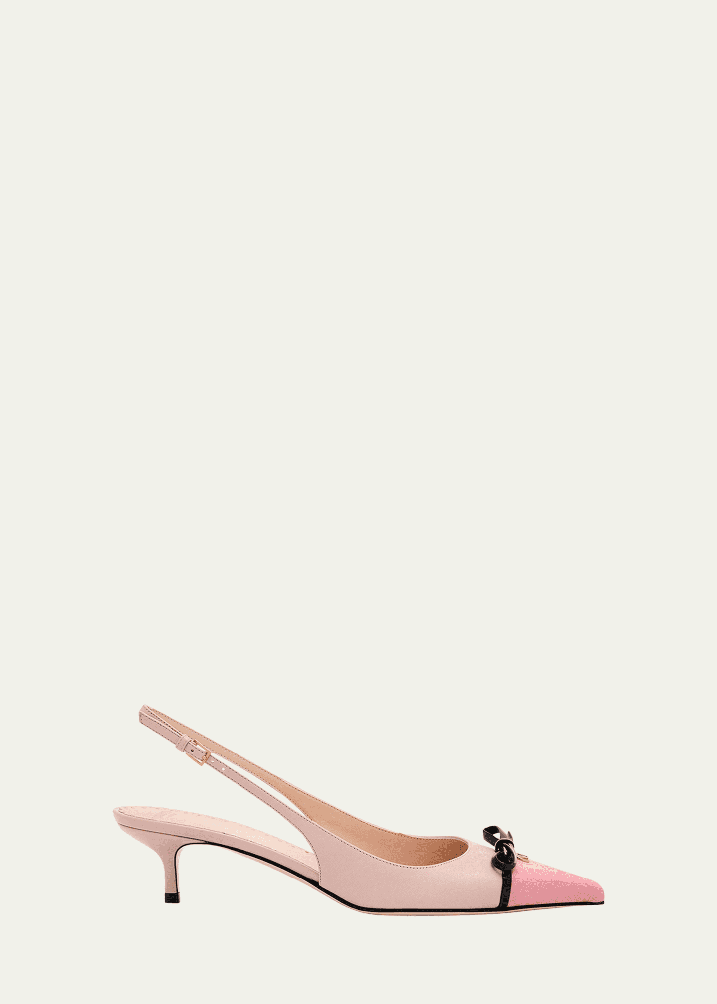 Valentino Garavani VLOGO Pointed Slingback Leather Kitten Pumps Image 1 of 6