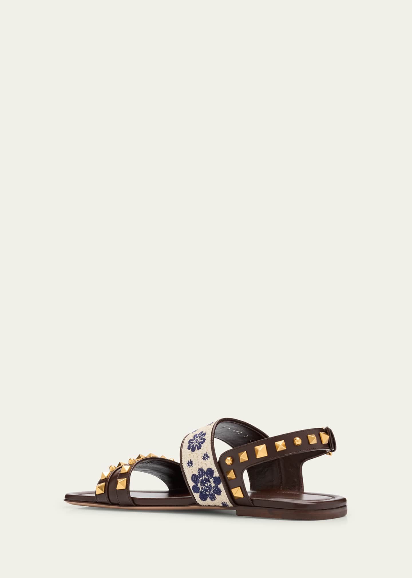 Valentino Garavani Rockstud Floral Embroidered Slingback Sandals Image 4 of 6