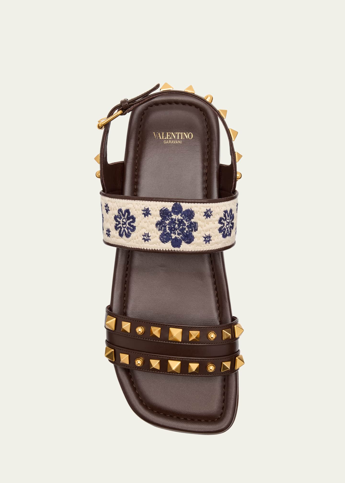Valentino Garavani Rockstud Floral Embroidered Slingback Sandals Image 6 of 6