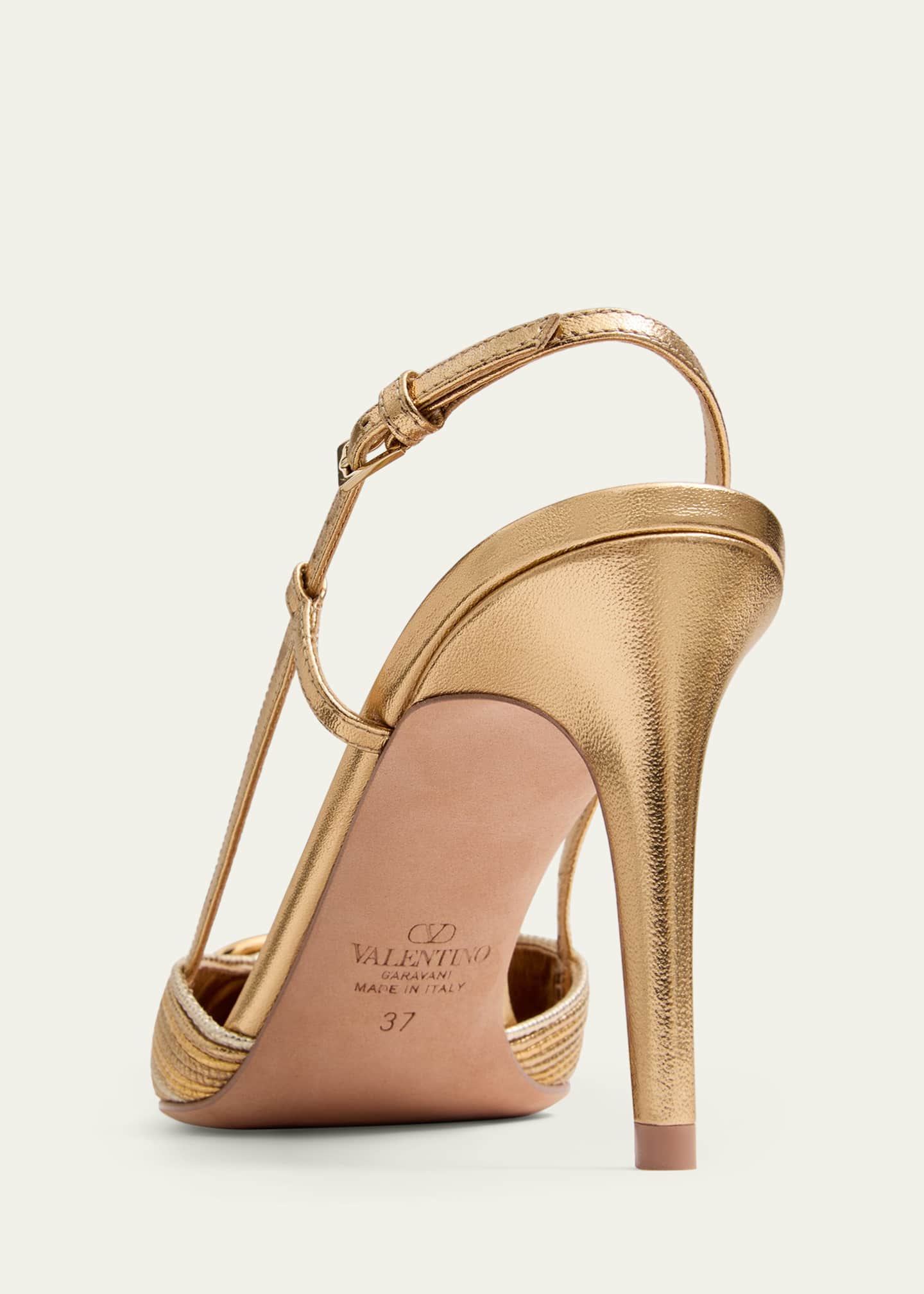 Valentino Garavani VLogo Metallic Slingback Pumps Image 3 of 4