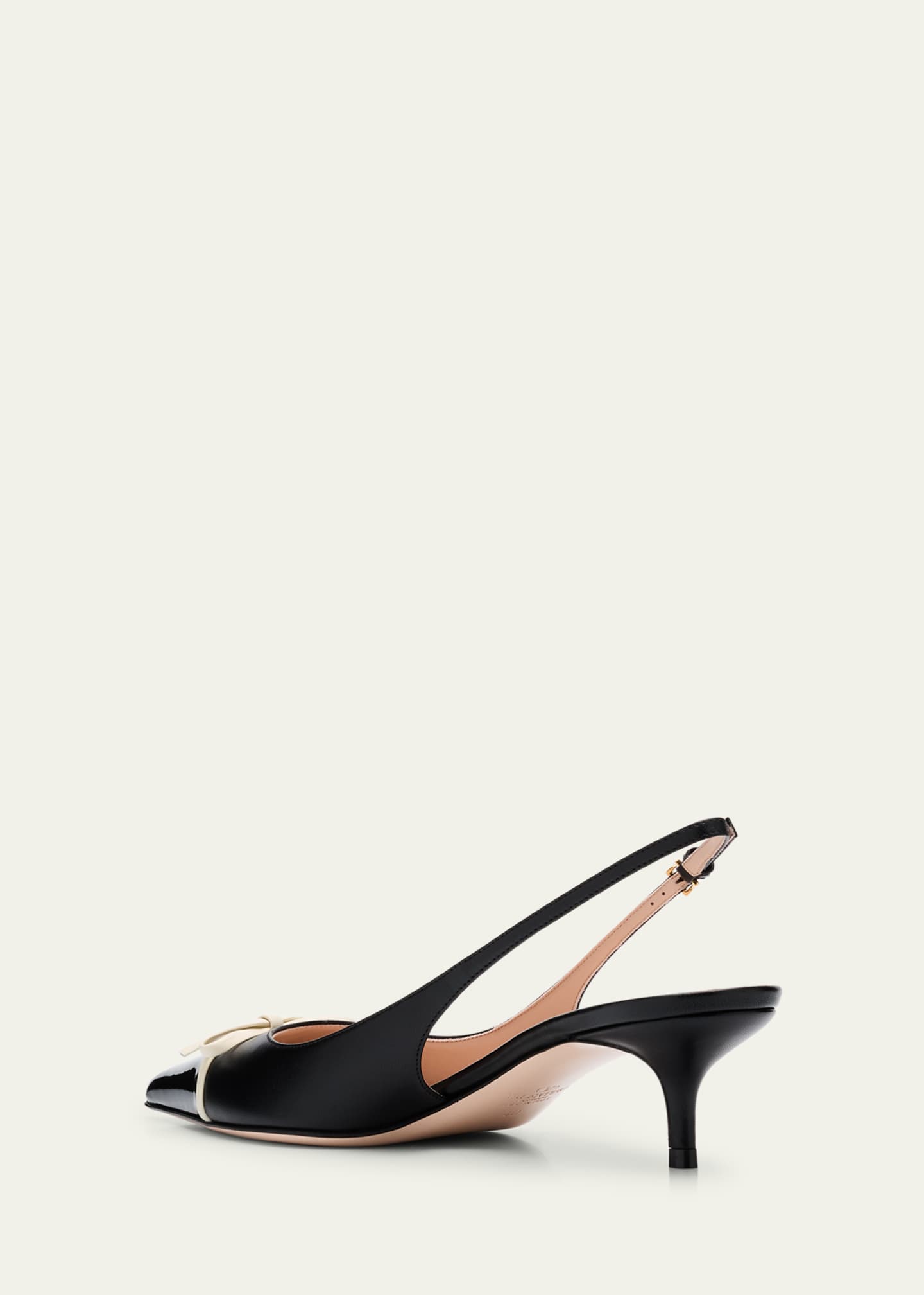 Valentino Garavani Patent Cap-Toe Leather Kitten Slingback Pumps Image 4 of 6