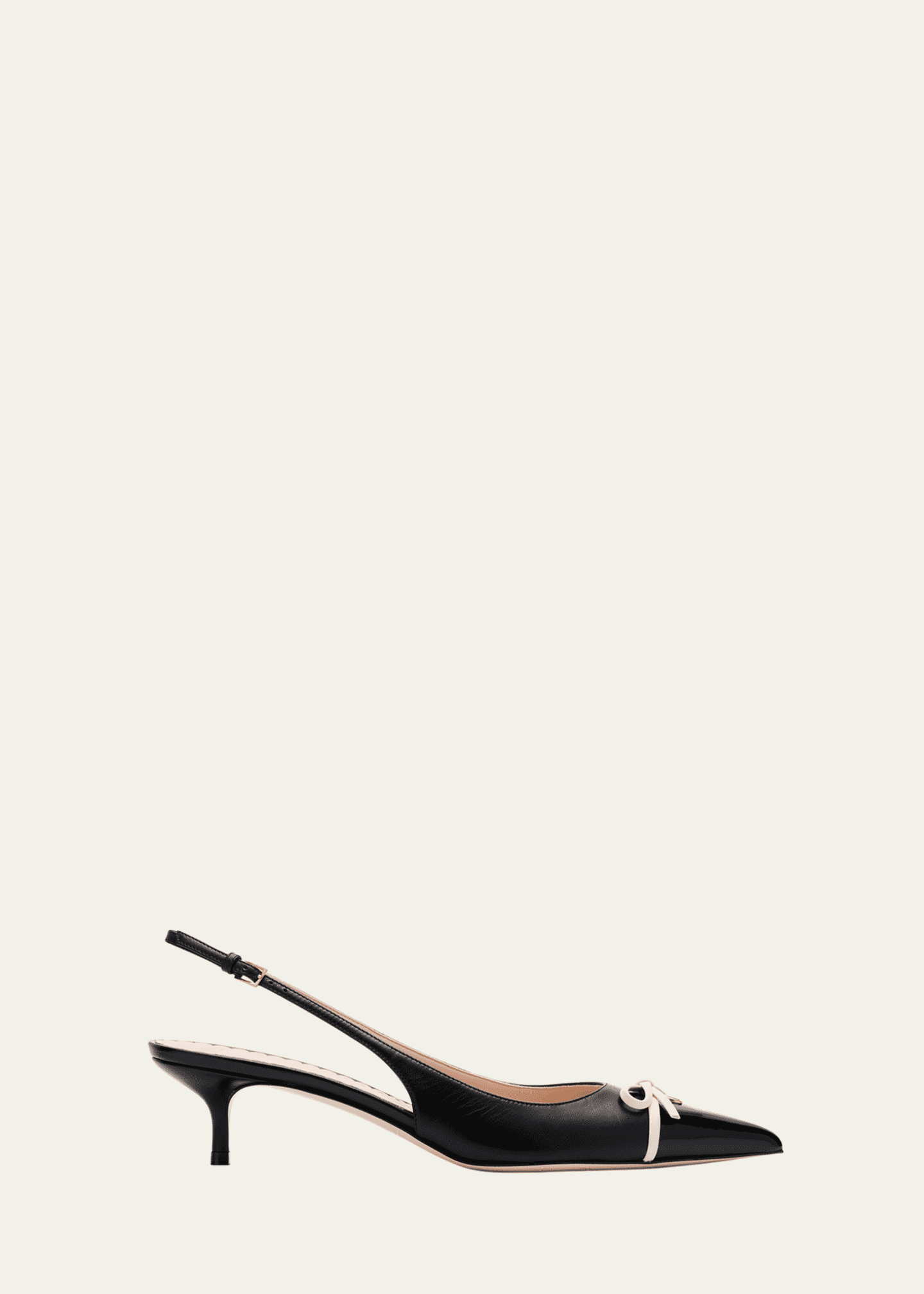 Valentino Garavani Patent Cap-Toe Leather Kitten Slingback Pumps Image 1 of 6