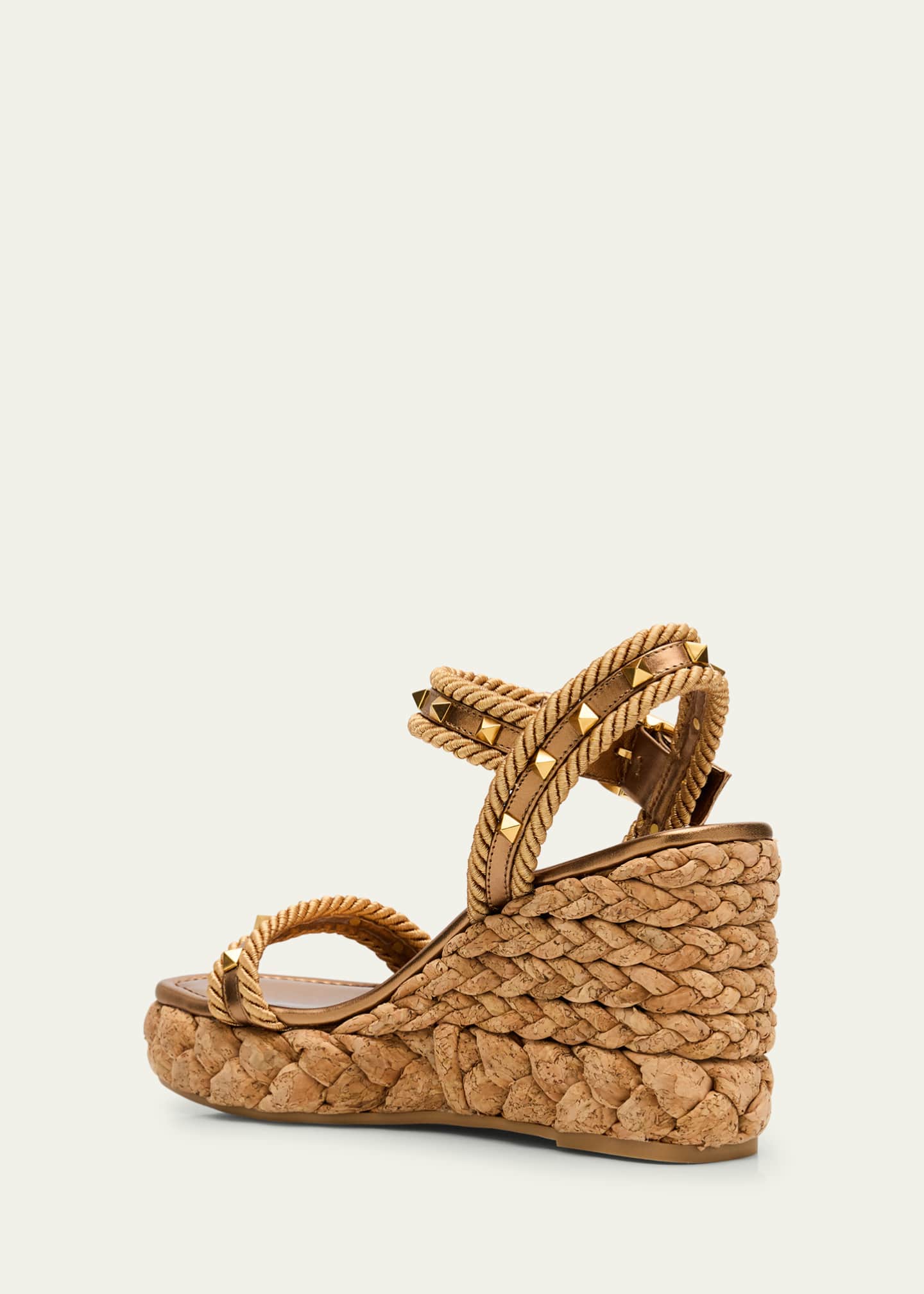 Valentino Garavani Rockstud Metallic Wedge Espadrille Sandals Image 4 of 6
