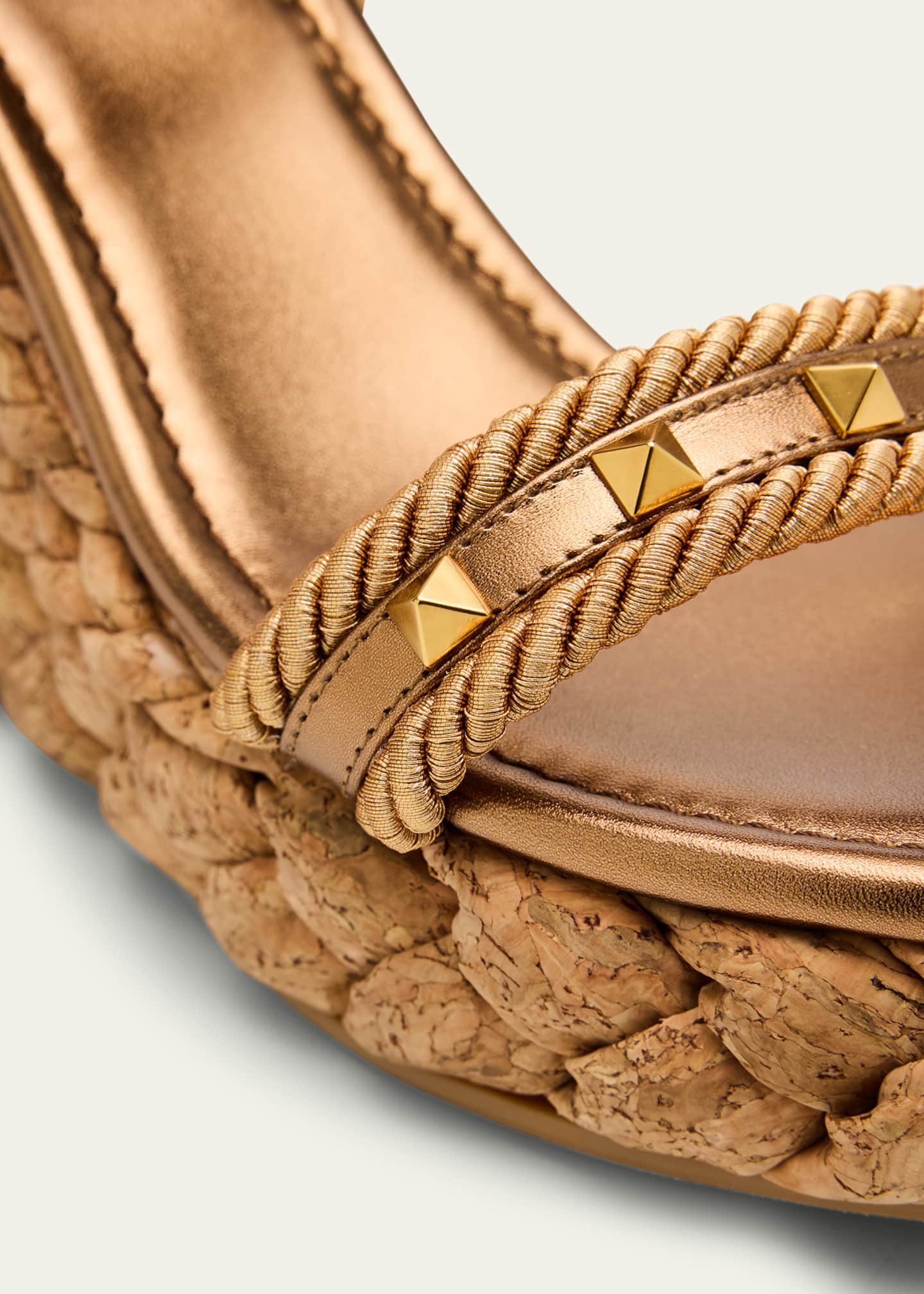 Valentino Garavani Rockstud Metallic Wedge Espadrille Sandals Image 5 of 6