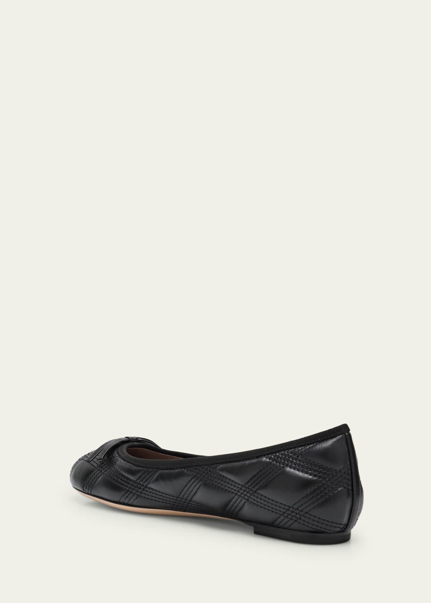 Valentino Garavani Quilted Leather Bow Ballerina Flats Image 4 of 6