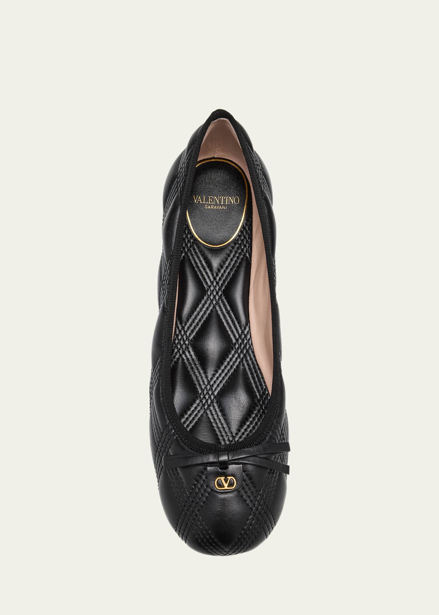 Valentino Garavani Quilted Leather Bow Ballerina Flats Image 6 of 6