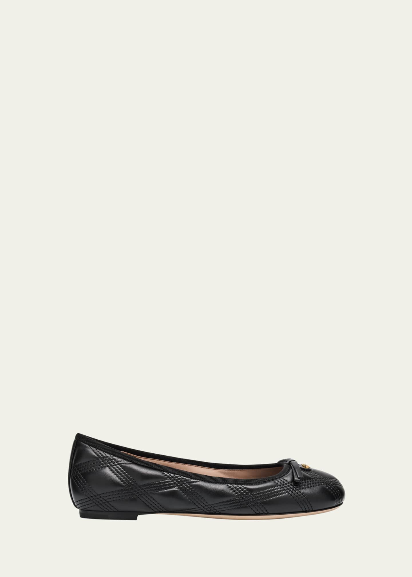 Valentino Garavani Quilted Leather Bow Ballerina Flats Image 1 of 6