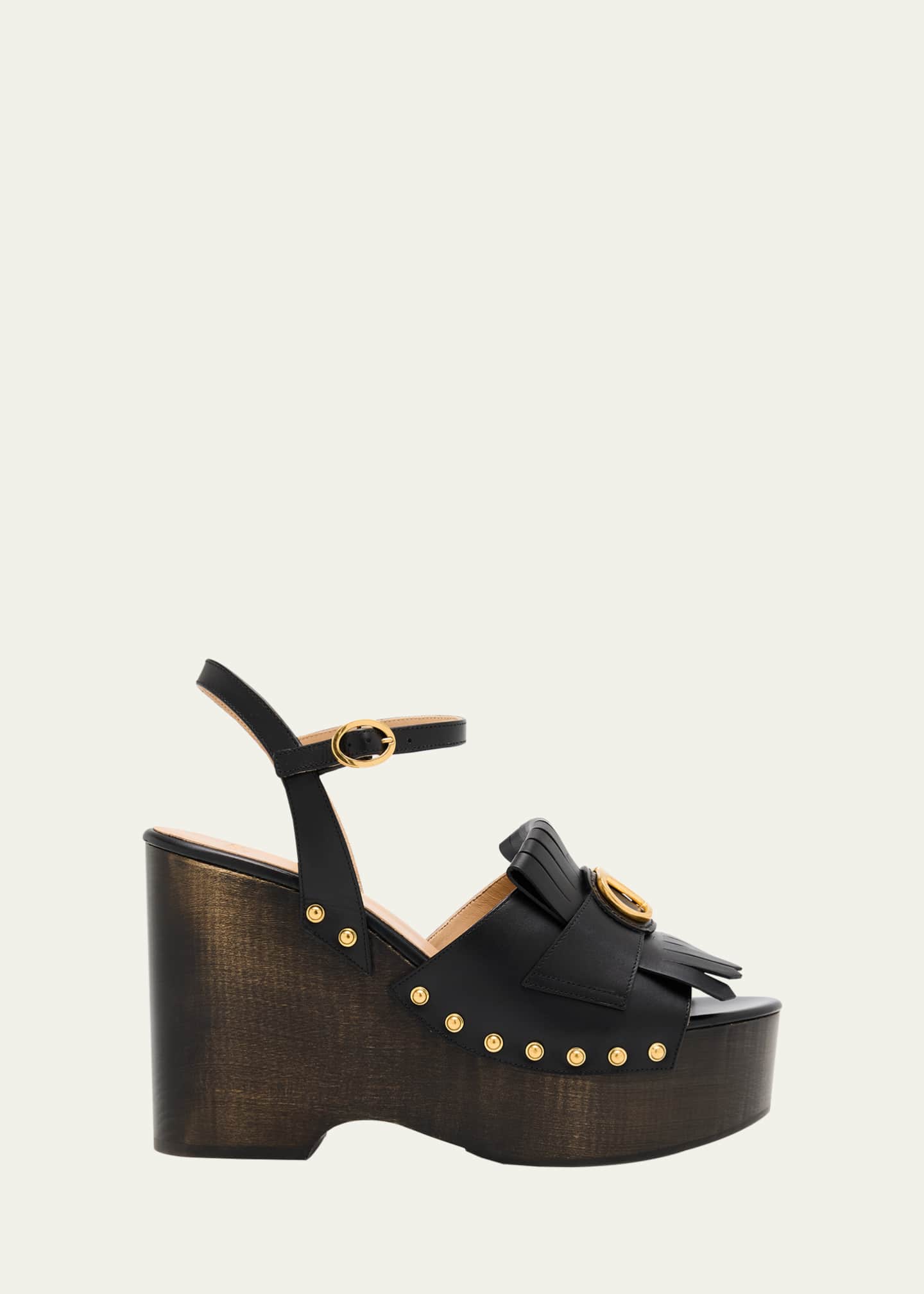 Valentino Garavani VLogo Kiltie Wedge Platform Sandals Image 1 of 6