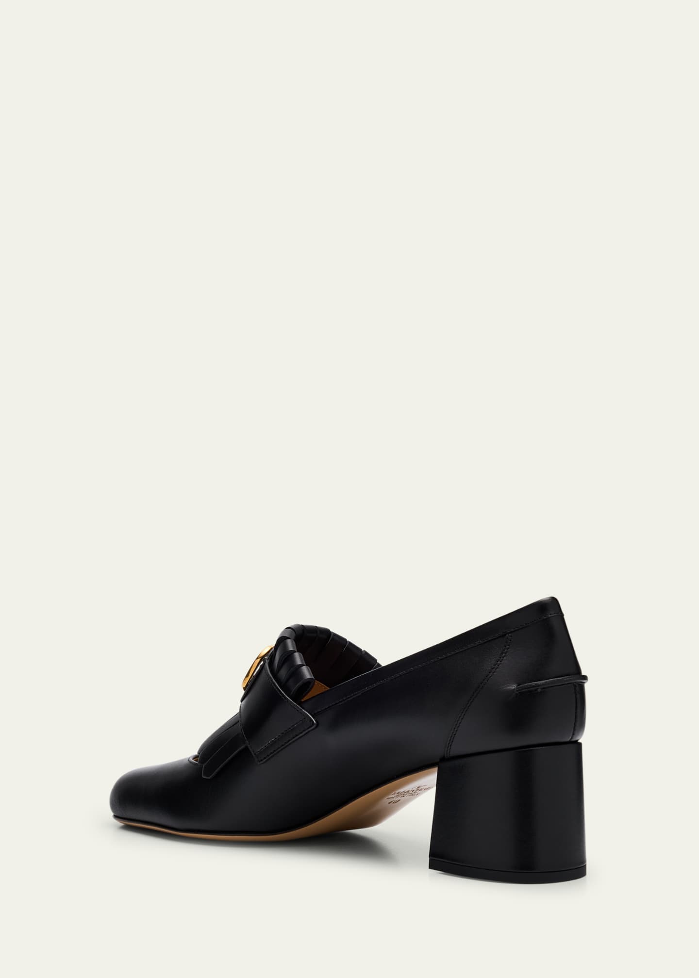Valentino Garavani Calfskin Fringe VLogo Loafer Pumps Image 4 of 6
