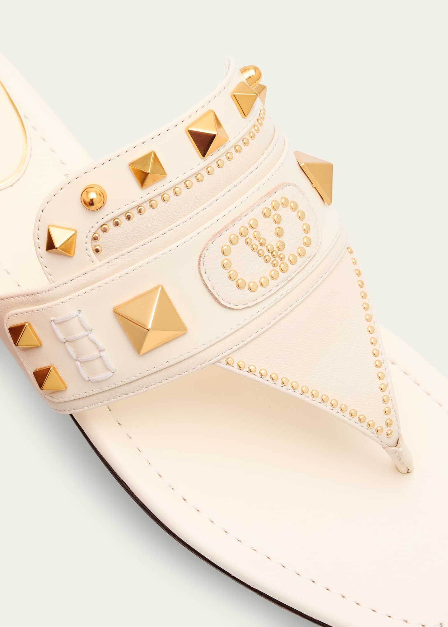 Valentino Garavani Rockstud Leather Flat Slide Thong Sandals Image 5 of 6