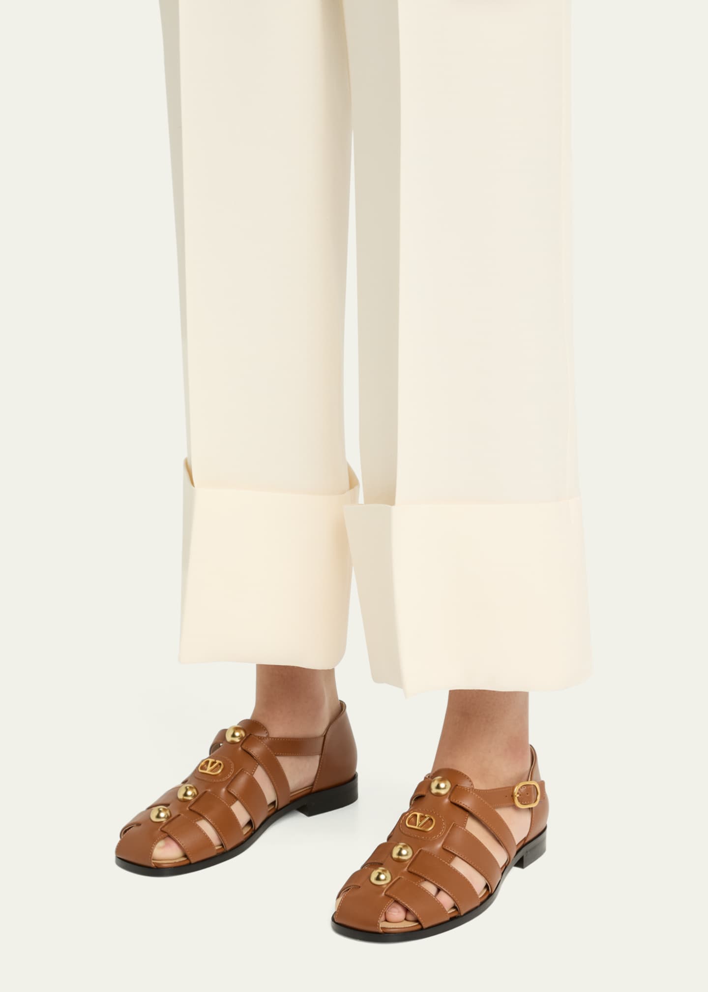Valentino Garavani VLogo Stud Leather Fisherman Sandals Image 2 of 6