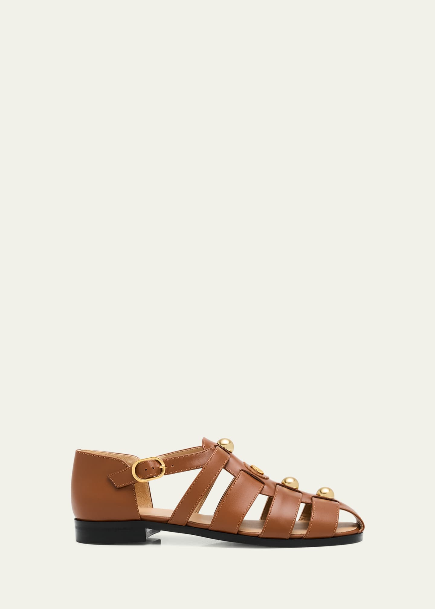 Valentino Garavani VLogo Stud Leather Fisherman Sandals Image 1 of 6