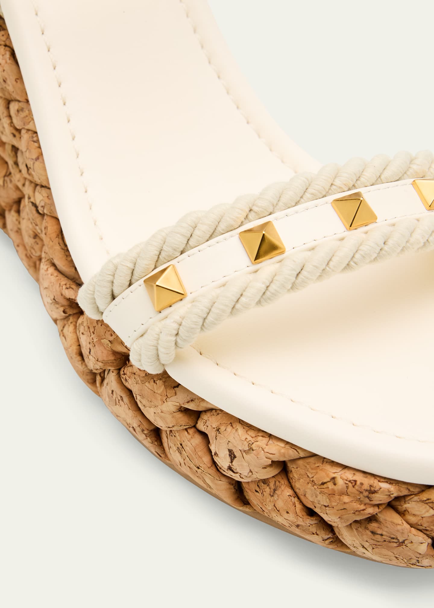 Valentino Garavani Rockstud Leather Wedge Espadrille Sandals Image 5 of 6