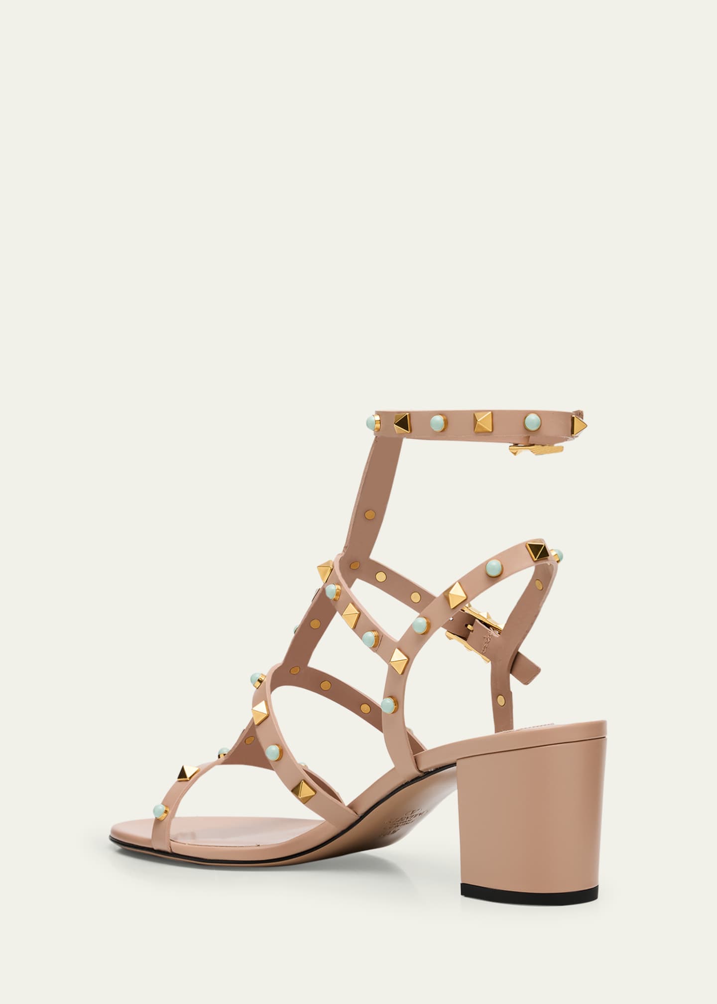 Valentino Garavani Rockstud Caged Ankle-Strap Leather Sandals Image 4 of 6
