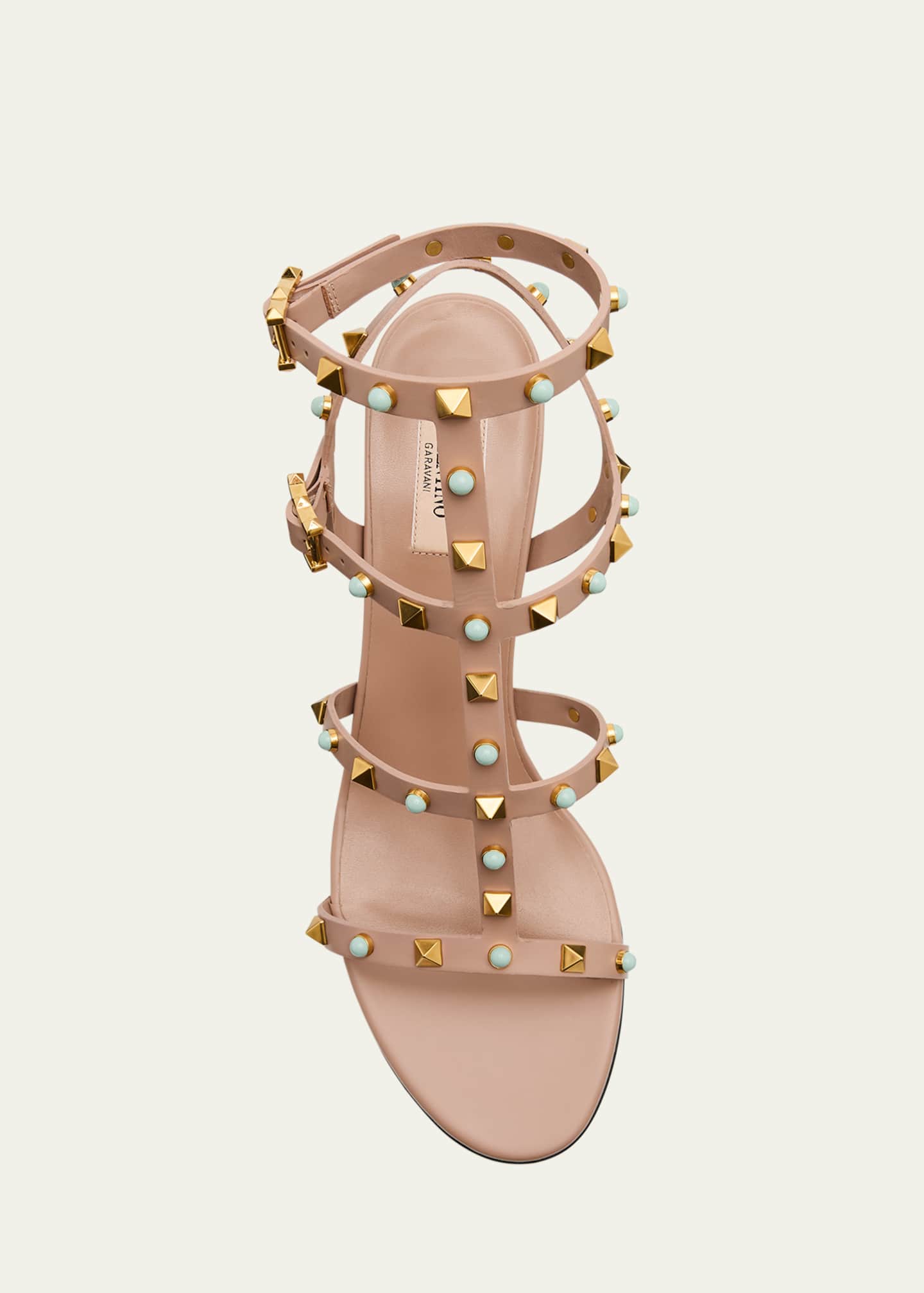 Valentino Garavani Rockstud Caged Ankle-Strap Leather Sandals Image 6 of 6