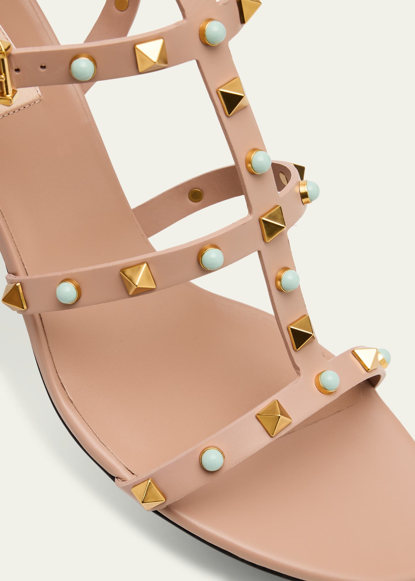 Valentino Garavani Rockstud Caged Ankle-Strap Leather Sandals Image 5 of 6