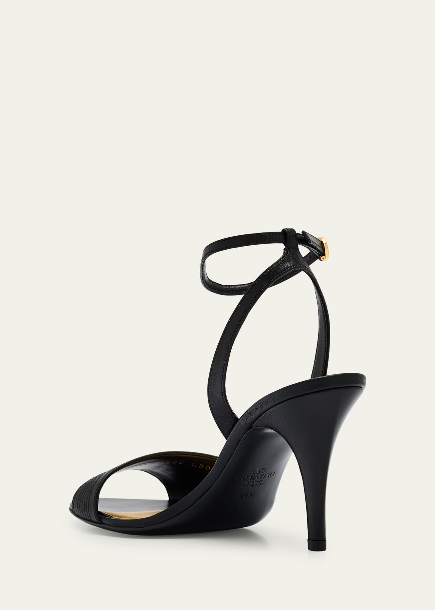 サンダル・ミュール VALENTINO BLACK LEATHER LADYCRUSH SANDALS Valentino Garavani Ladycrush Leather Ankle-Strap Sandals