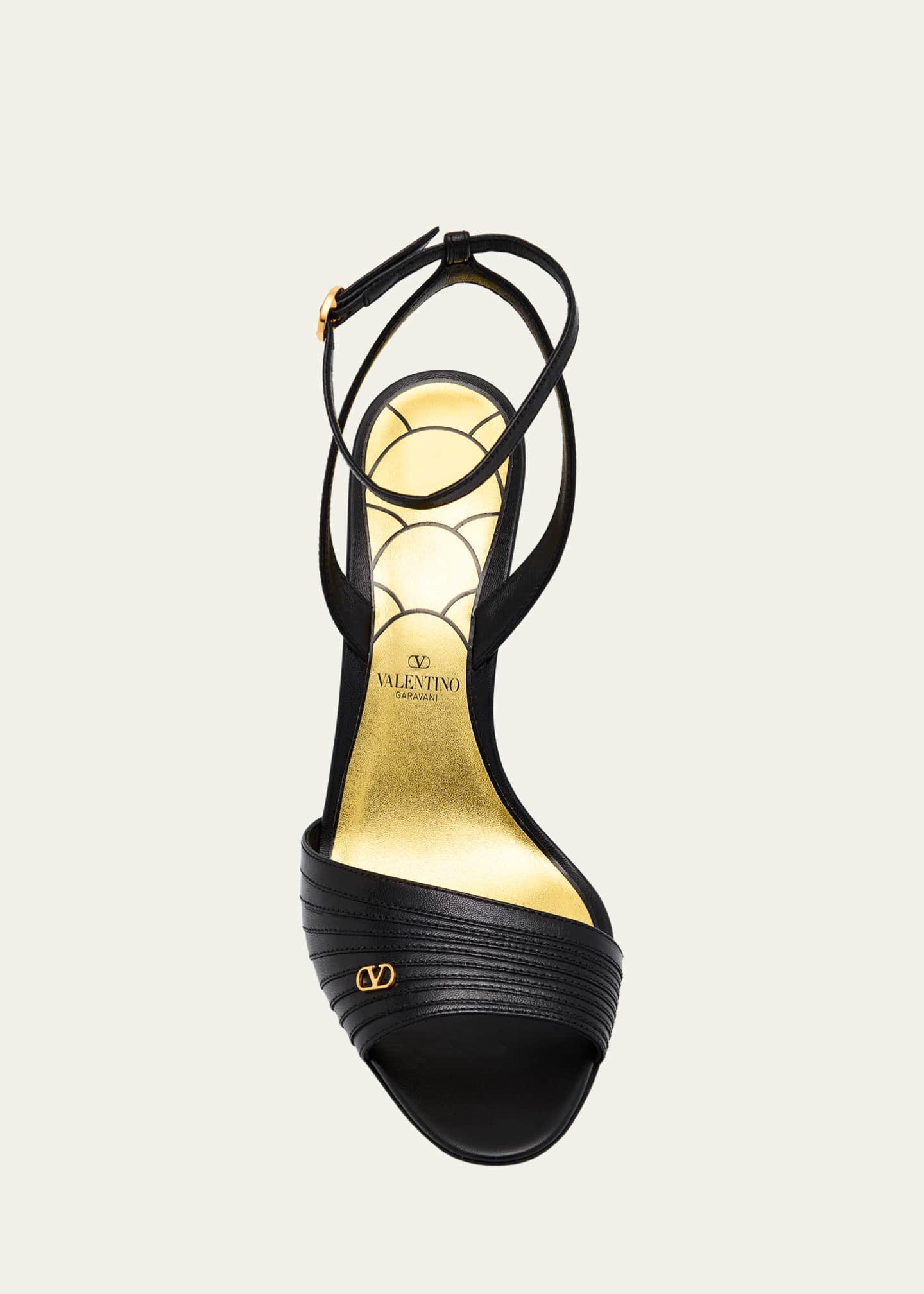 サンダル・ミュール VALENTINO BLACK LEATHER LADYCRUSH SANDALS Valentino Garavani Ladycrush Leather Ankle-Strap Sandals
